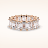 9.65 Emerald Shaped Moissanite Full Eternity Wedding Band