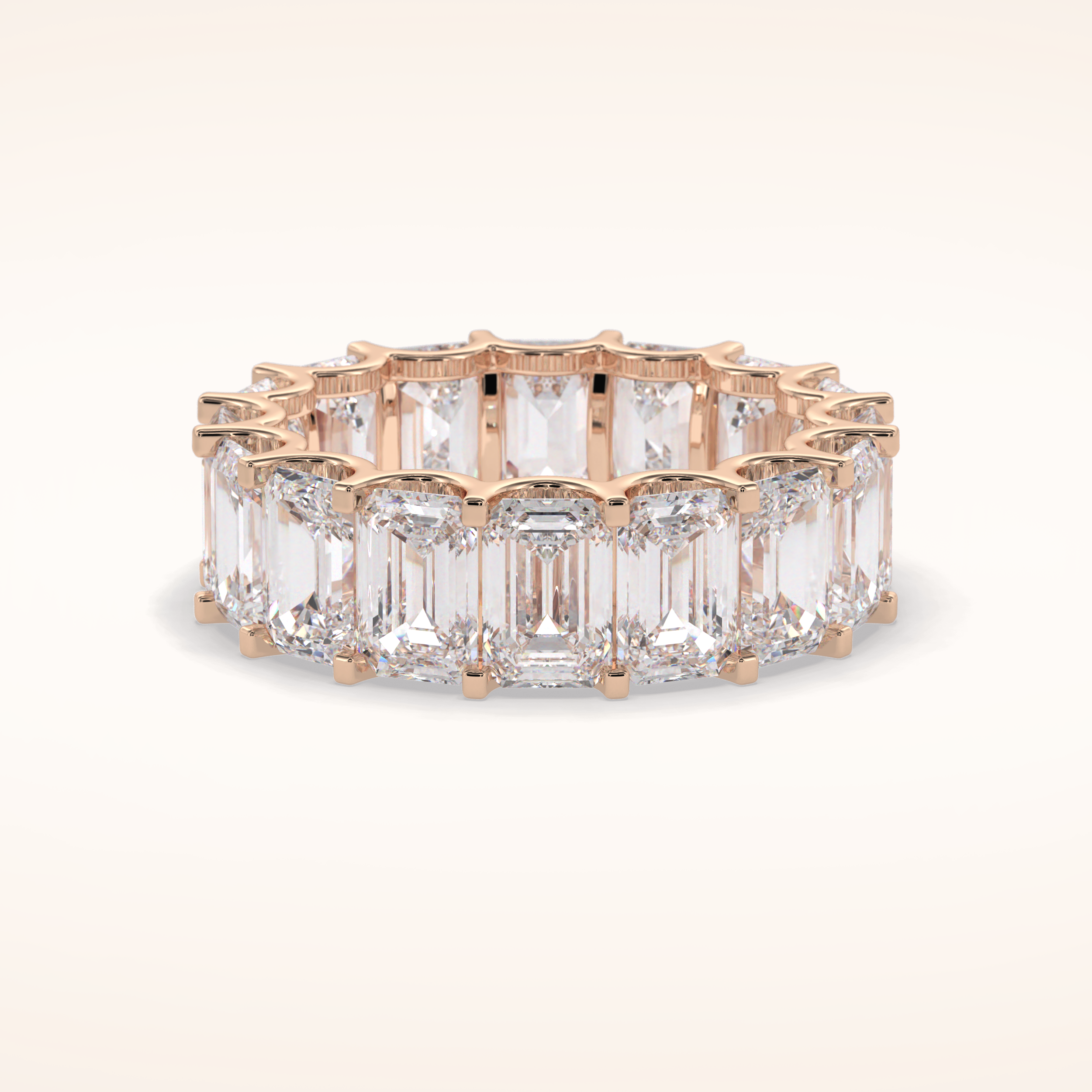 9.65 Emerald Shaped Moissanite Full Eternity Wedding Band