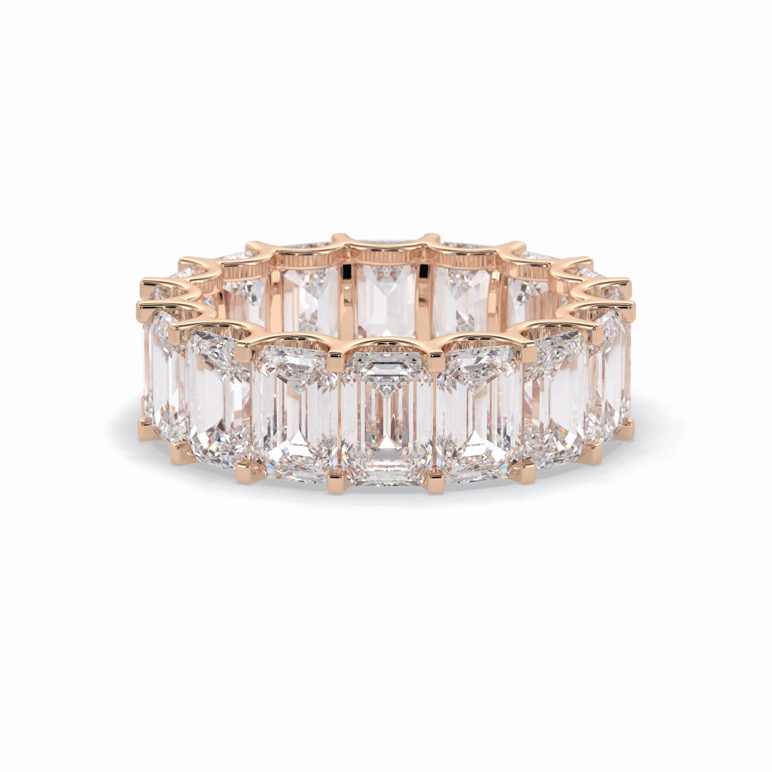 9.65 TCW Emerald Shape Full Eternity Wedding Band 17