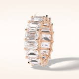 9.65 Emerald Shaped Moissanite Full Eternity Wedding Band