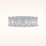9.65 Emerald Shaped Moissanite Full Eternity Wedding Band