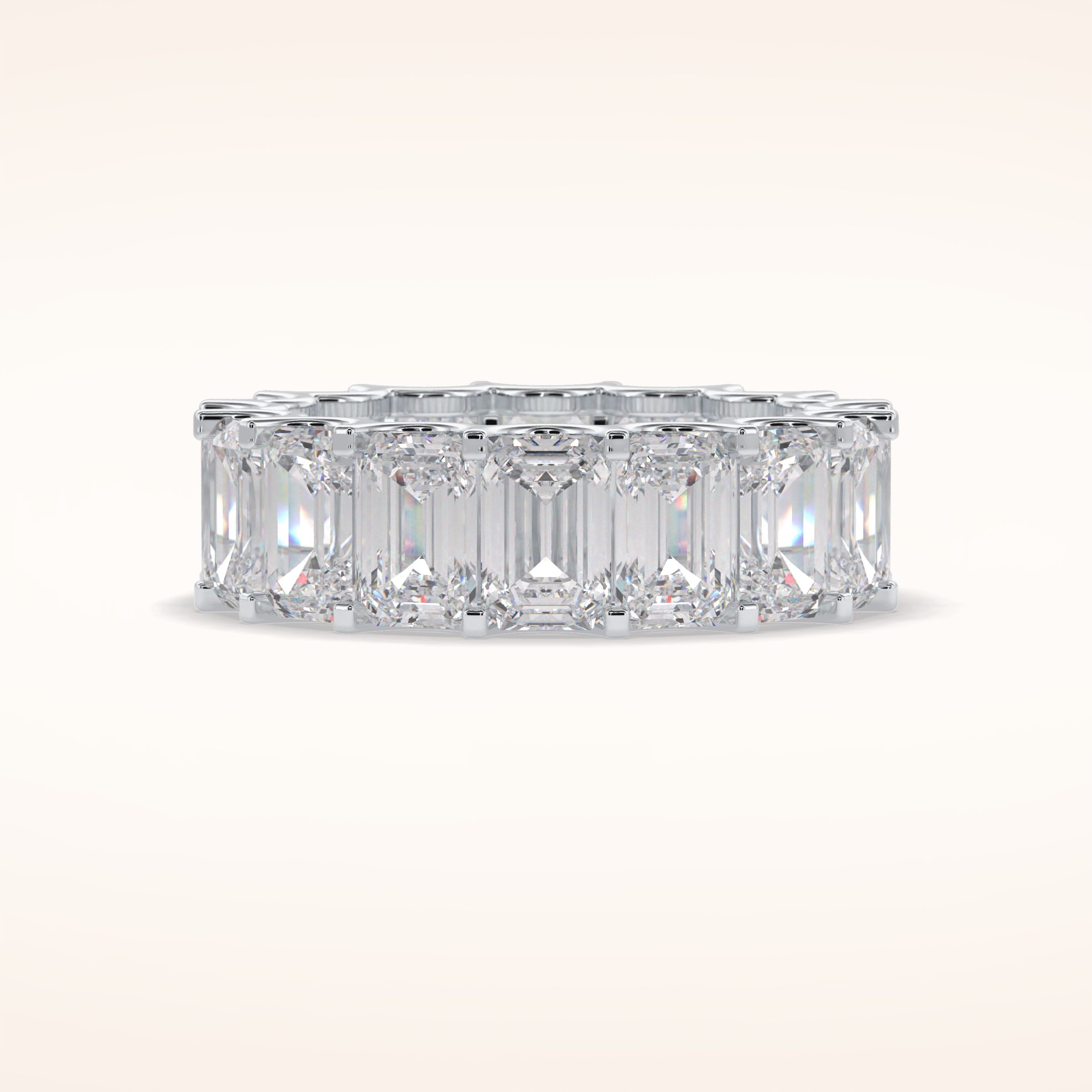 9.65 Emerald Shaped Moissanite Full Eternity Wedding Band