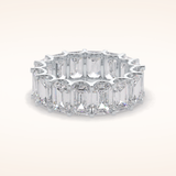 9.65 Emerald Shaped Moissanite Full Eternity Wedding Band