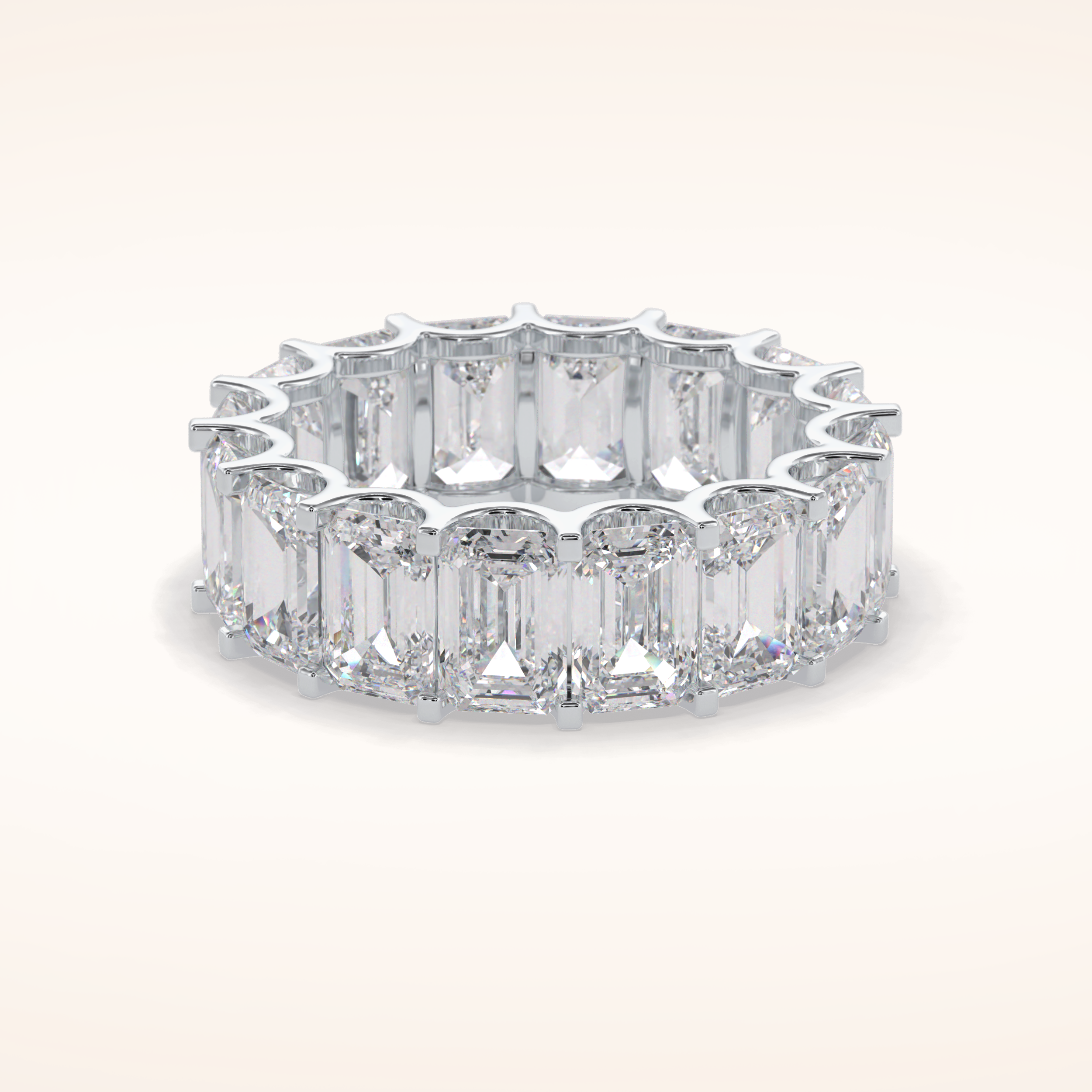 9.65 Emerald Shaped Moissanite Full Eternity Wedding Band
