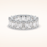 9.65 Emerald Shaped Moissanite Full Eternity Wedding Band