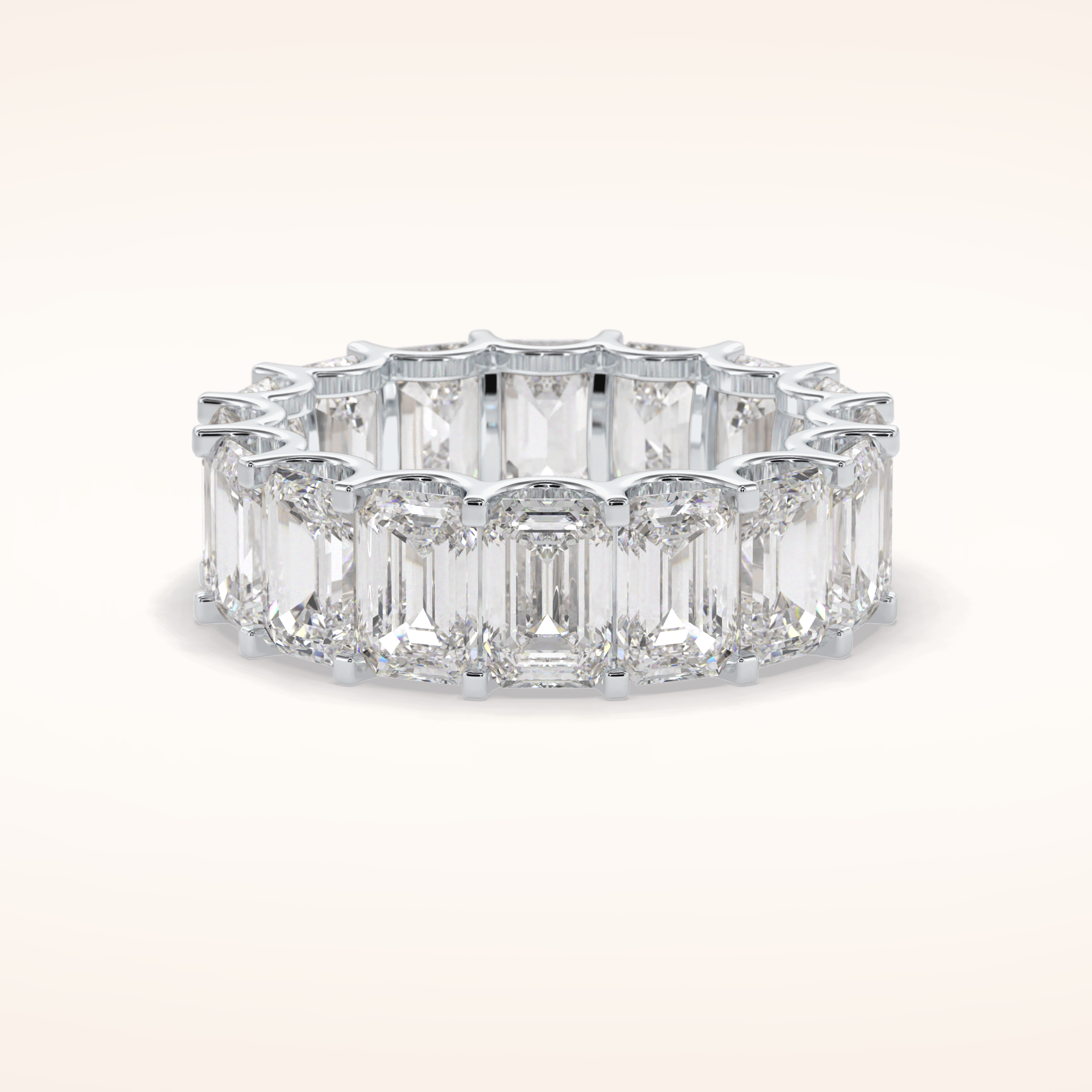 9.65 Emerald Shaped Moissanite Full Eternity Wedding Band