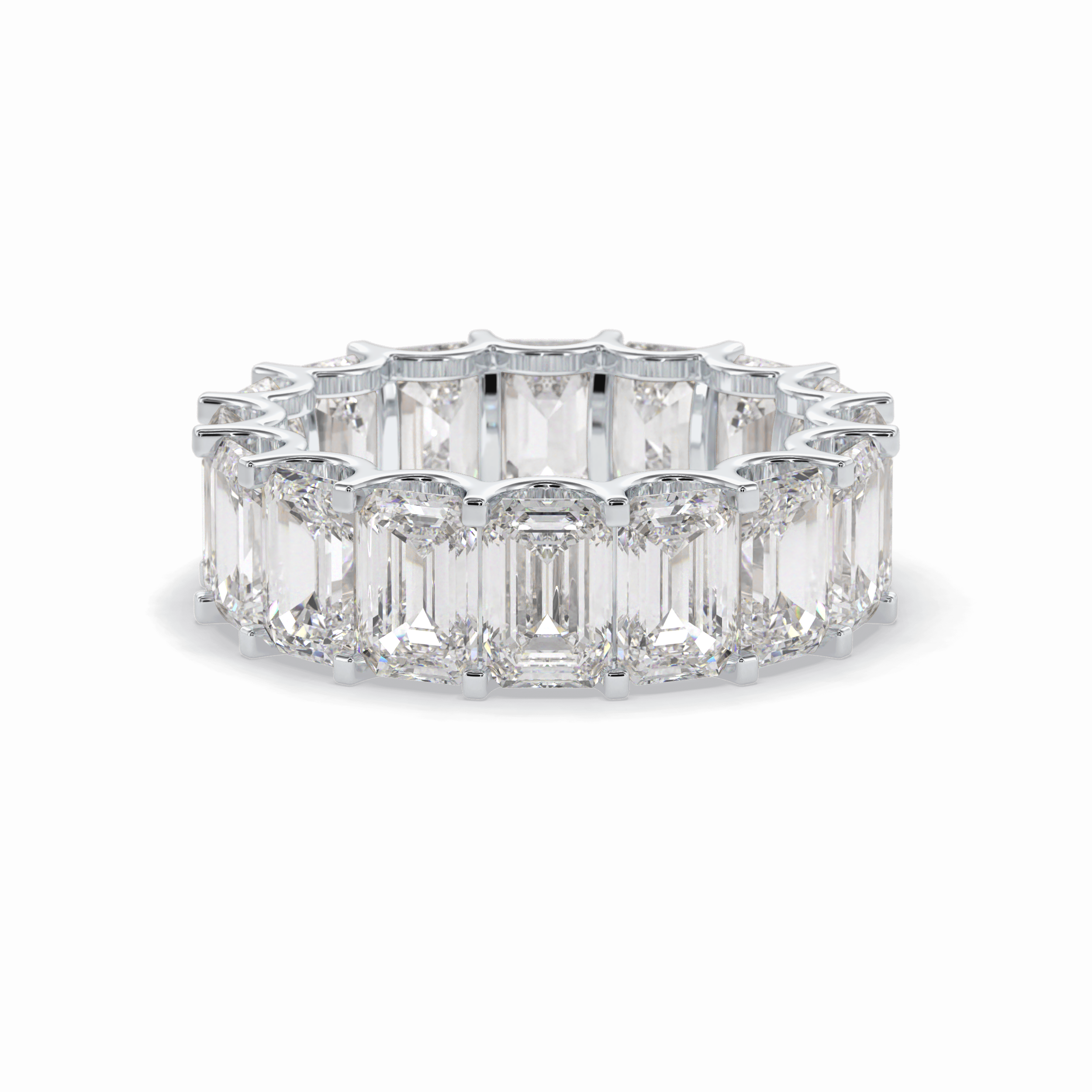 9.65 TCW Emerald Shape Full Eternity Wedding Band 3