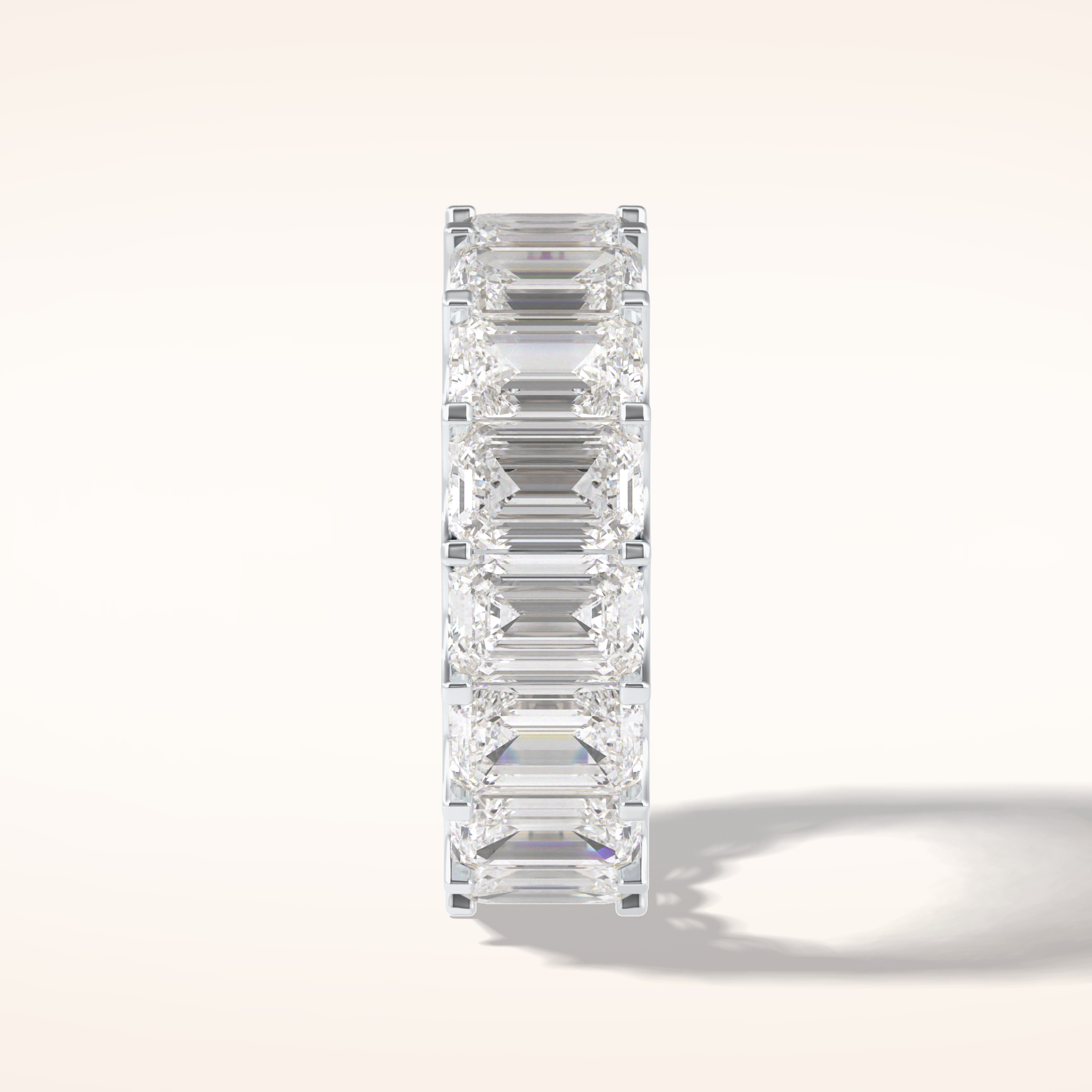 9.65 Emerald Shaped Moissanite Full Eternity Wedding Band