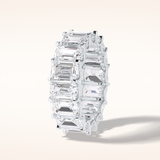9.65 Emerald Shaped Moissanite Full Eternity Wedding Band