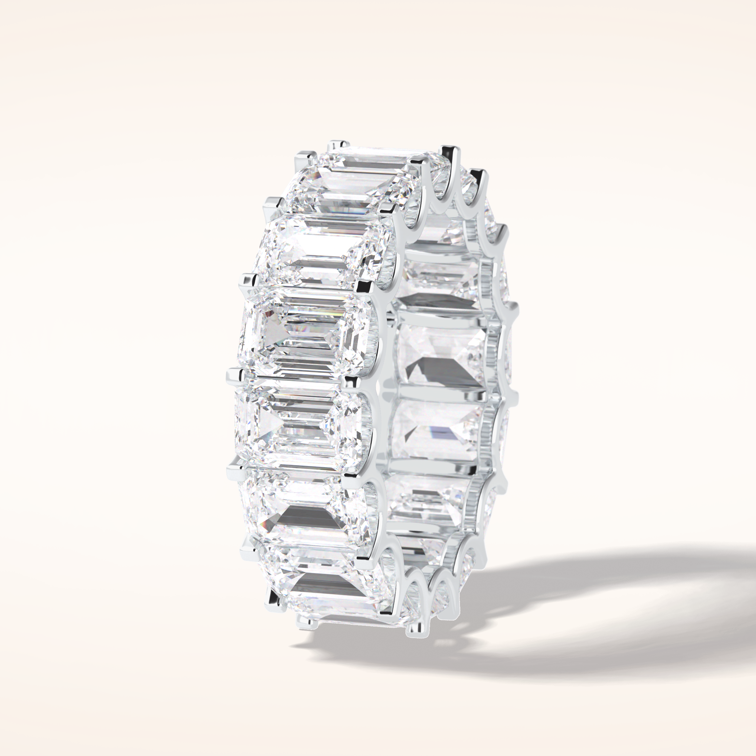 9.65 Emerald Shaped Moissanite Full Eternity Wedding Band