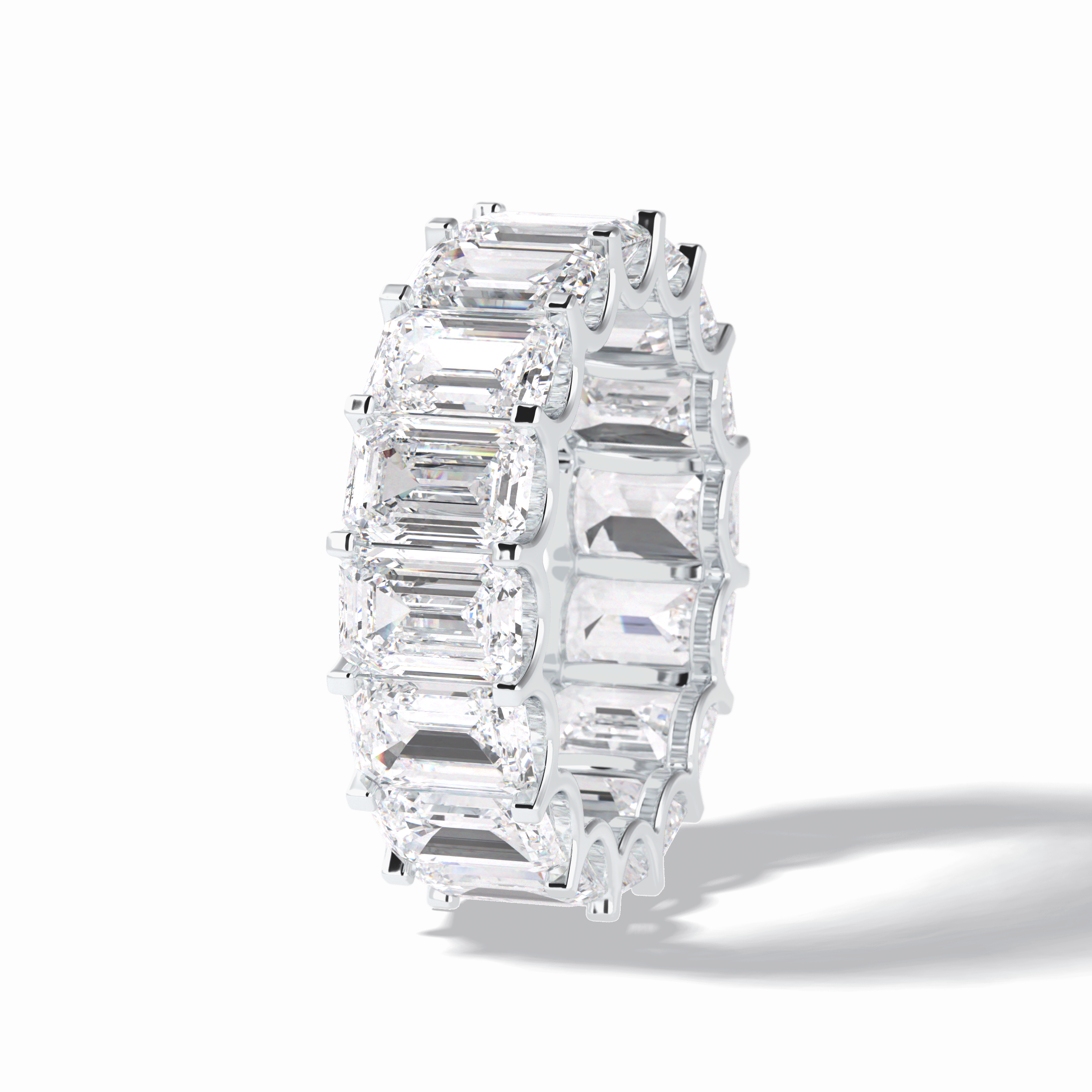 9.65 TCW Emerald Shape Full Eternity Wedding Band 7
