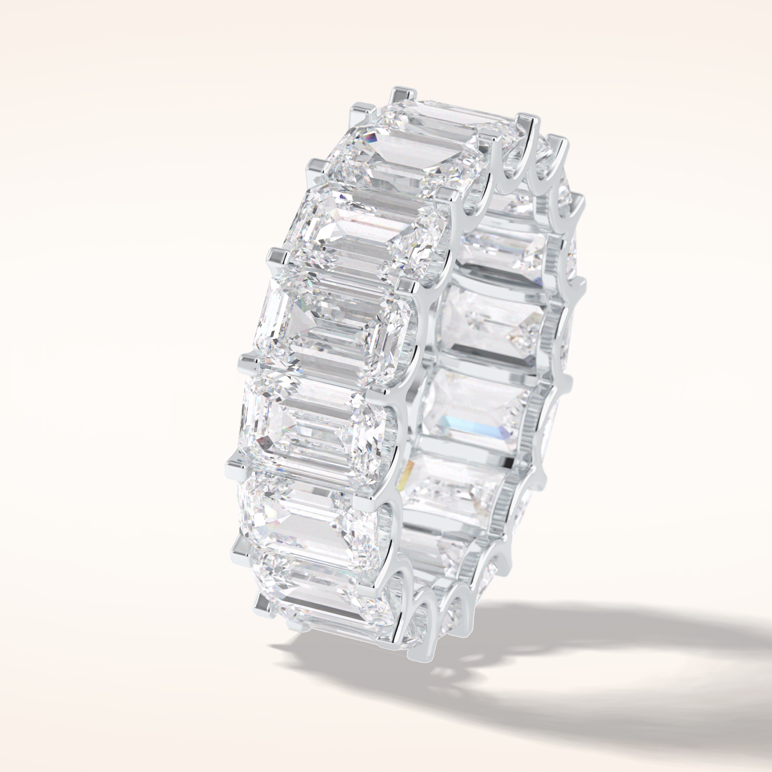 9.65 Emerald Shaped Moissanite Full Eternity Wedding Band