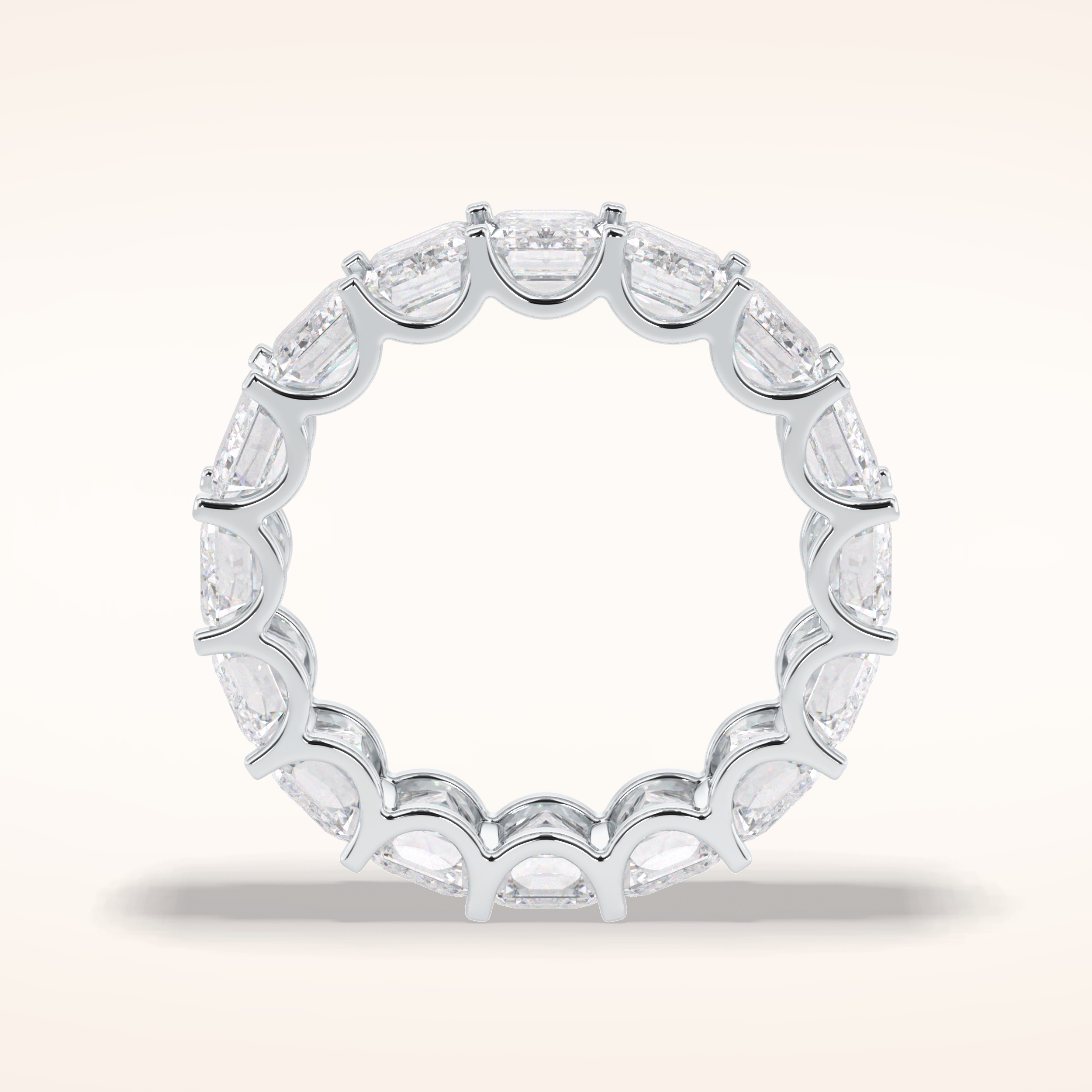 9.65 Emerald Shaped Moissanite Full Eternity Wedding Band