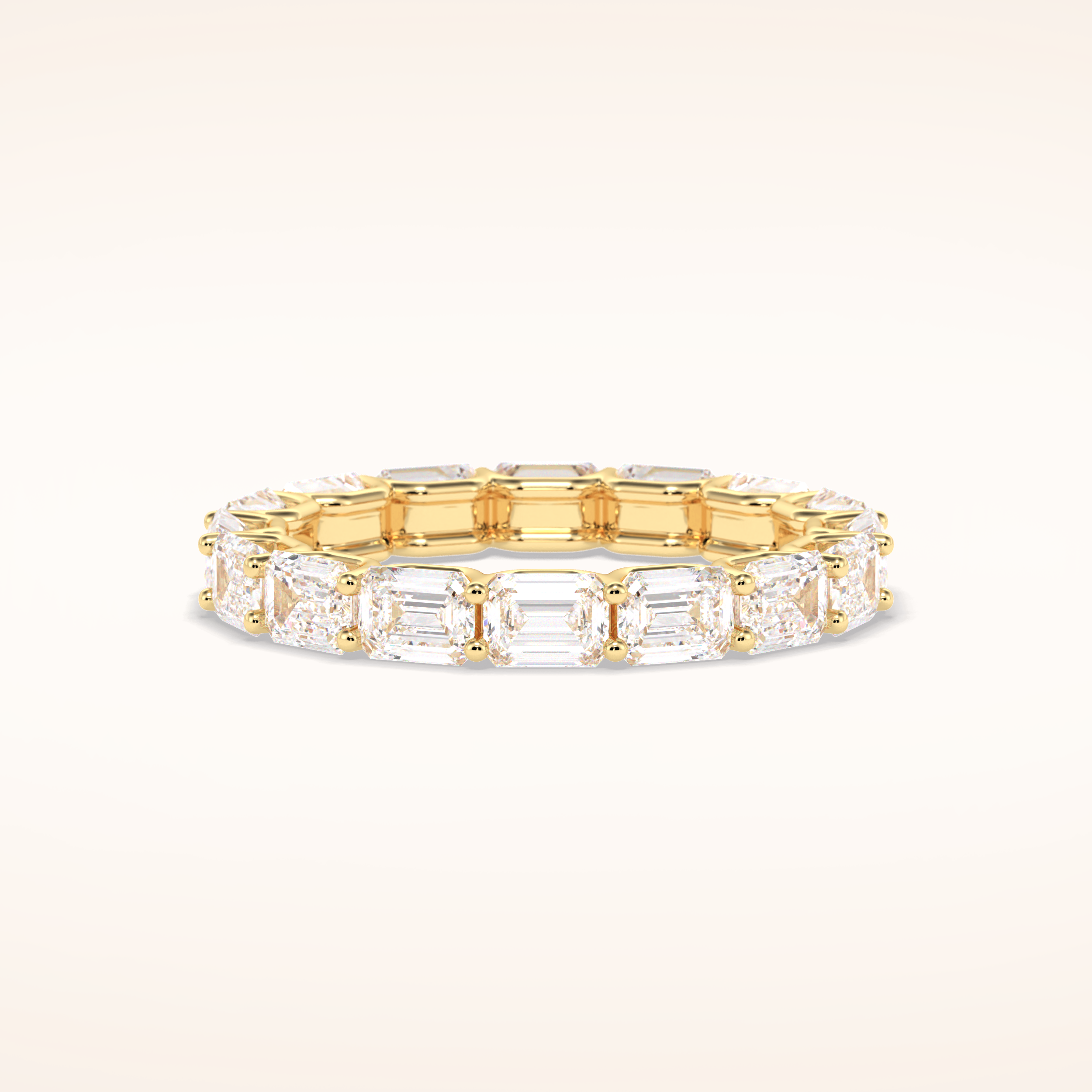 3.27 Emerald Shaped Moissanite Full Eternity Wedding Band