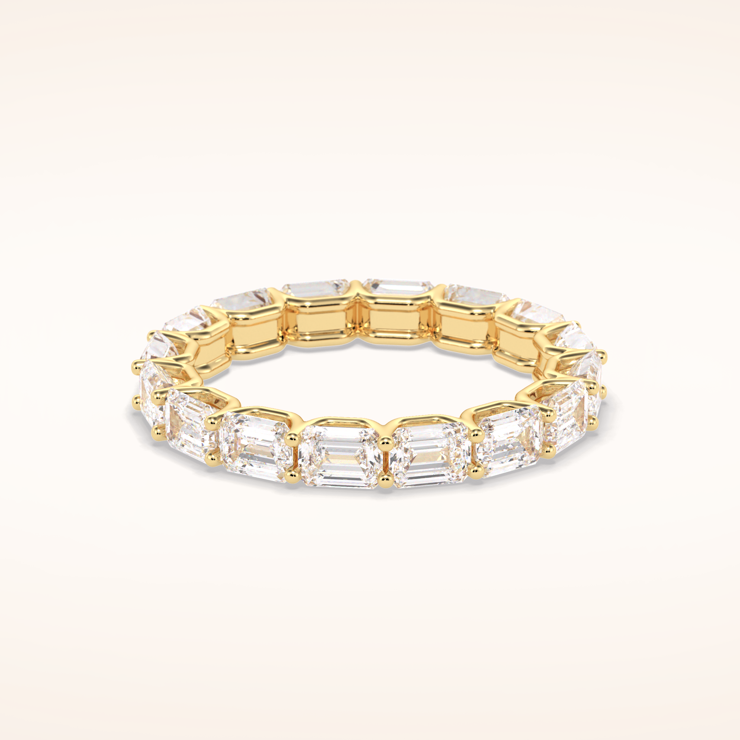 3.27 Emerald Shaped Moissanite Full Eternity Wedding Band