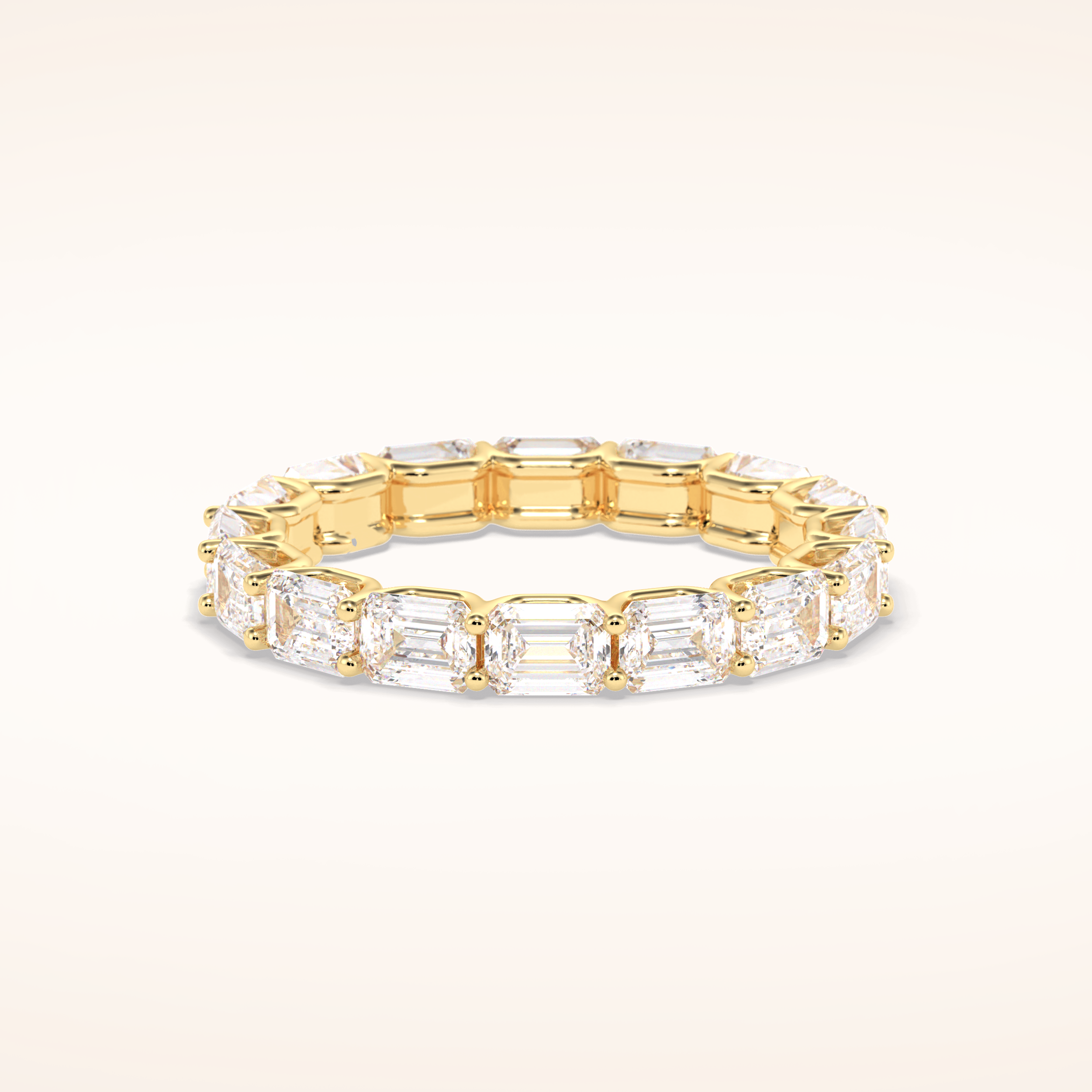 3.27 Emerald Shaped Moissanite Full Eternity Wedding Band