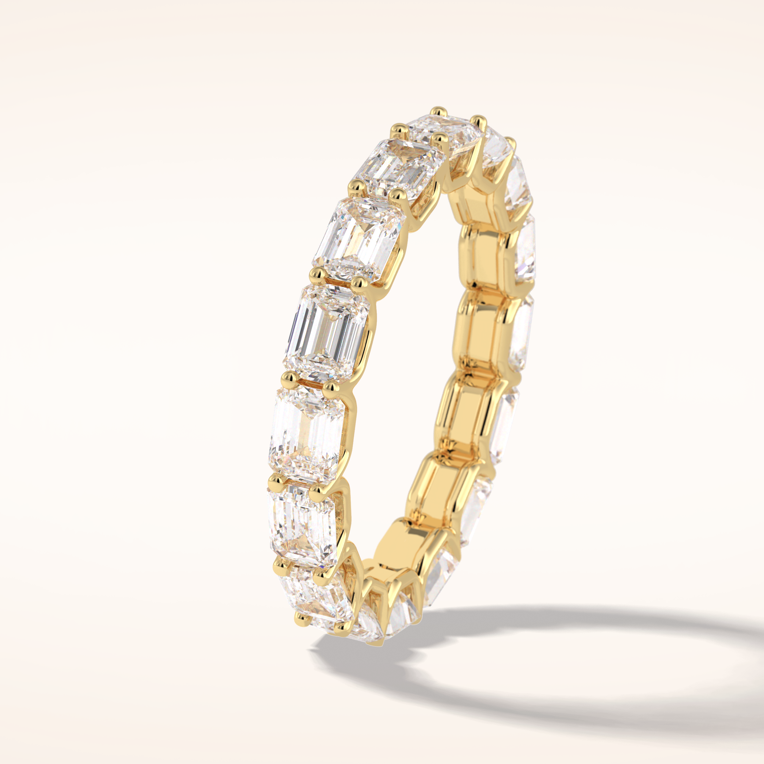 3.27 Emerald Shaped Moissanite Full Eternity Wedding Band