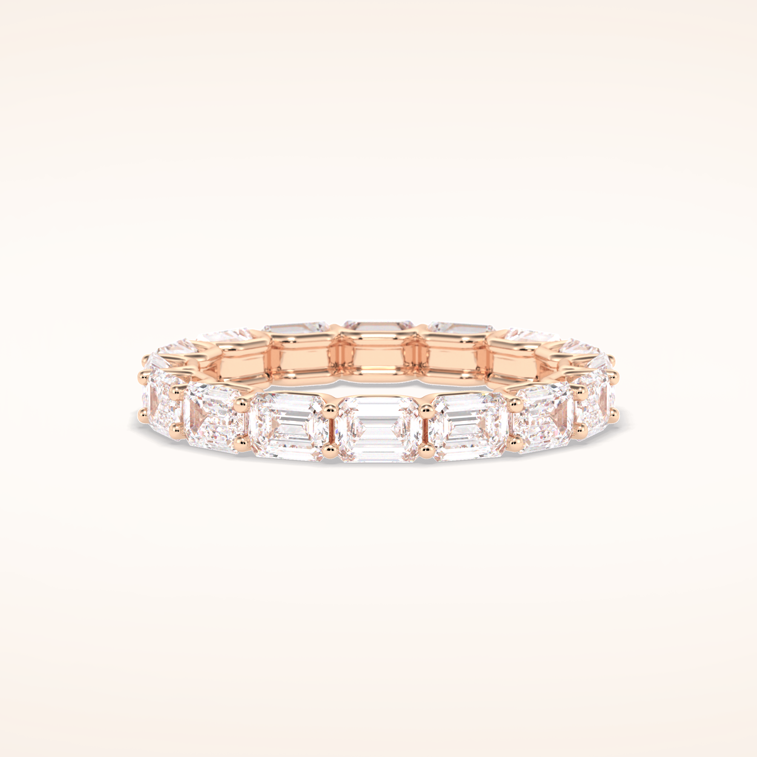 3.27 Emerald Shaped Moissanite Full Eternity Wedding Band
