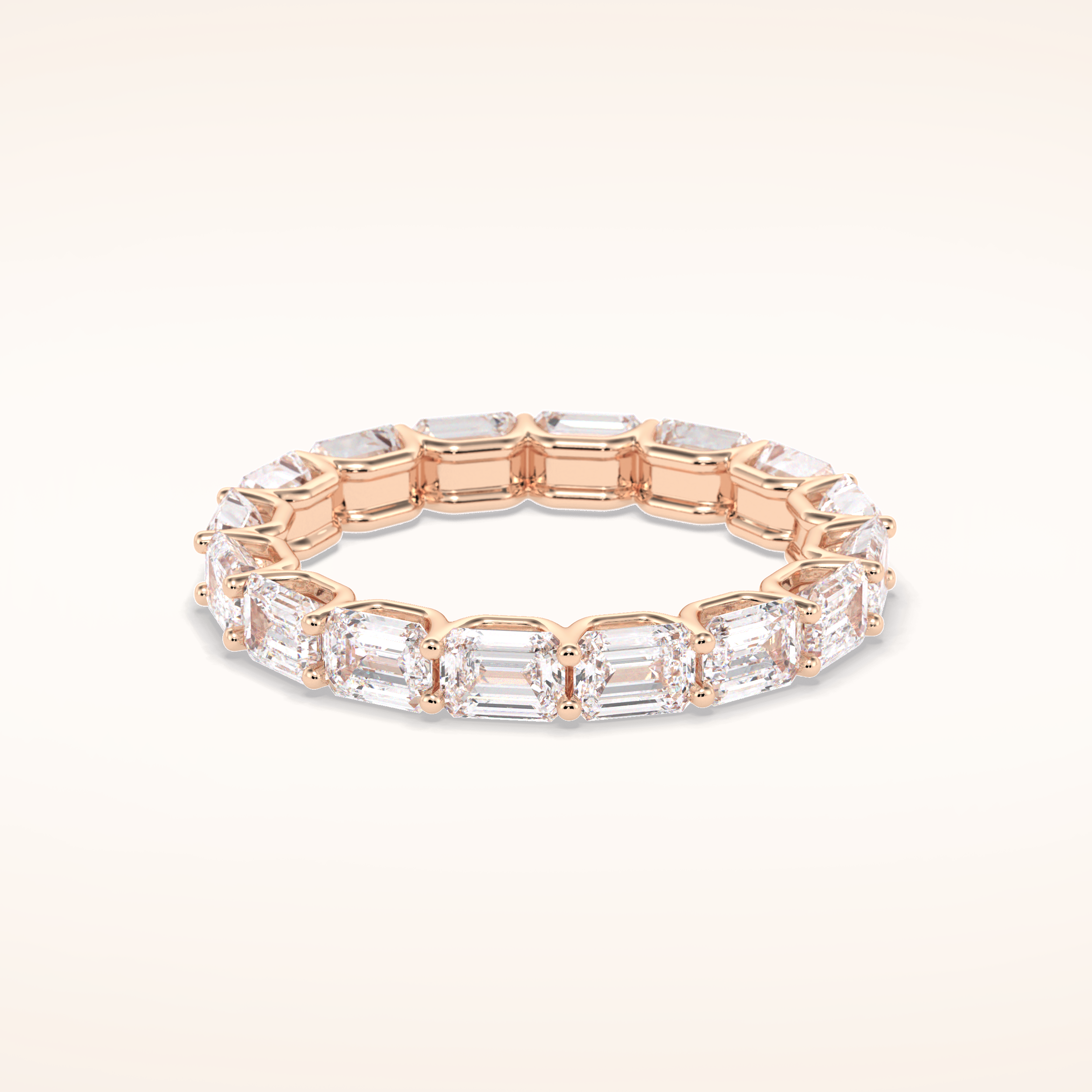 3.27 Emerald Shaped Moissanite Full Eternity Wedding Band