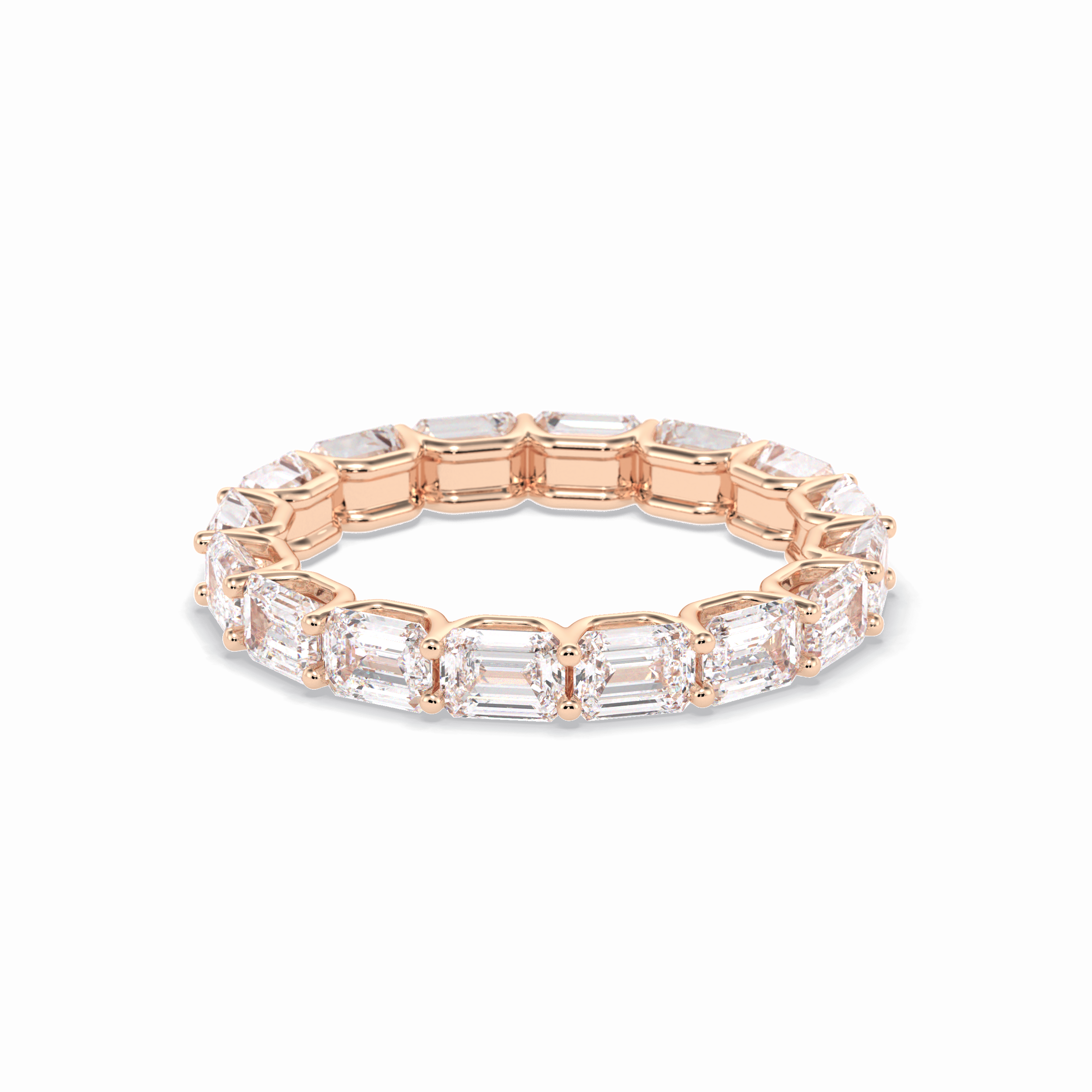 3.27 TCW Emerald Shape Full Eternity Wedding Band 16