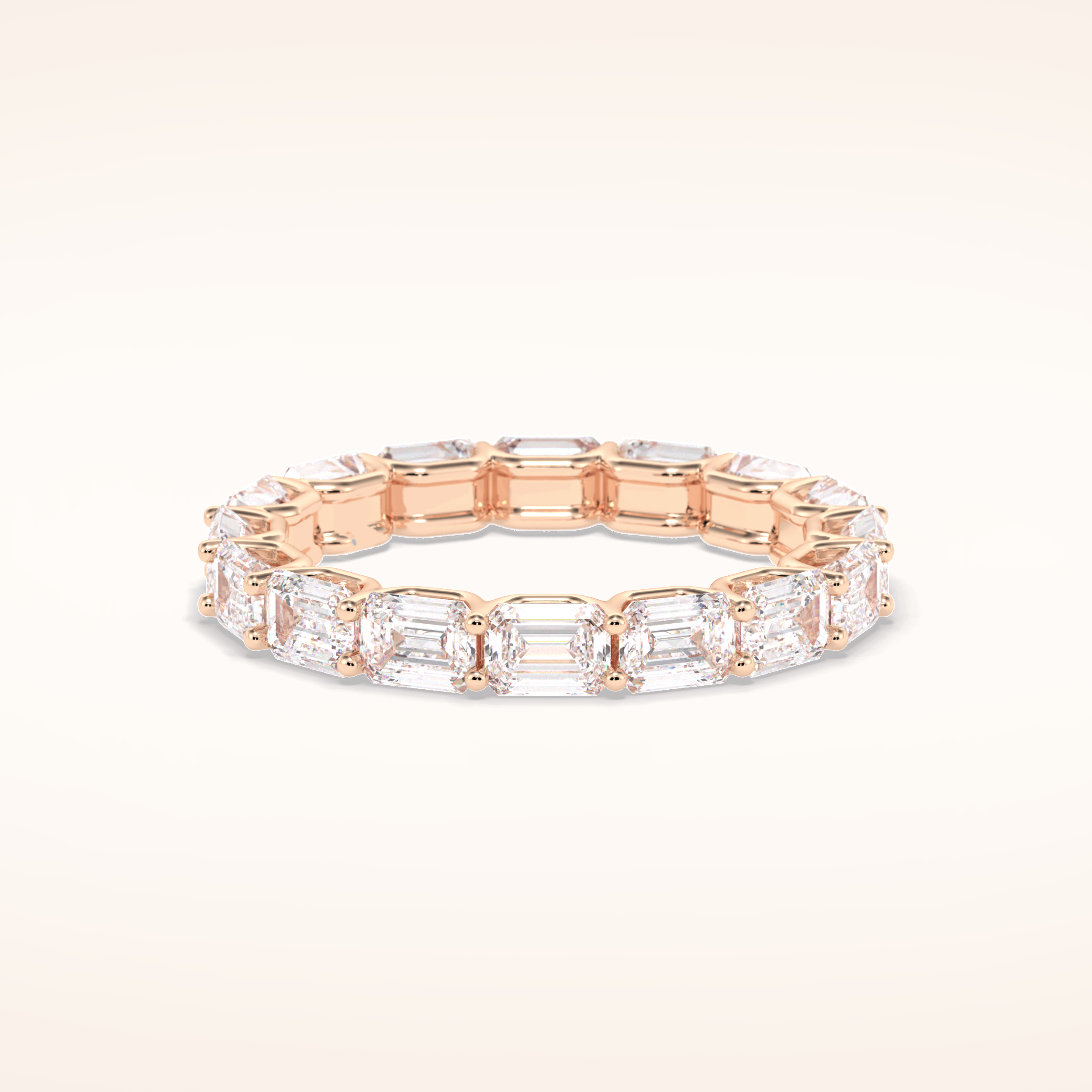 3.27 Emerald Shaped Moissanite Full Eternity Wedding Band