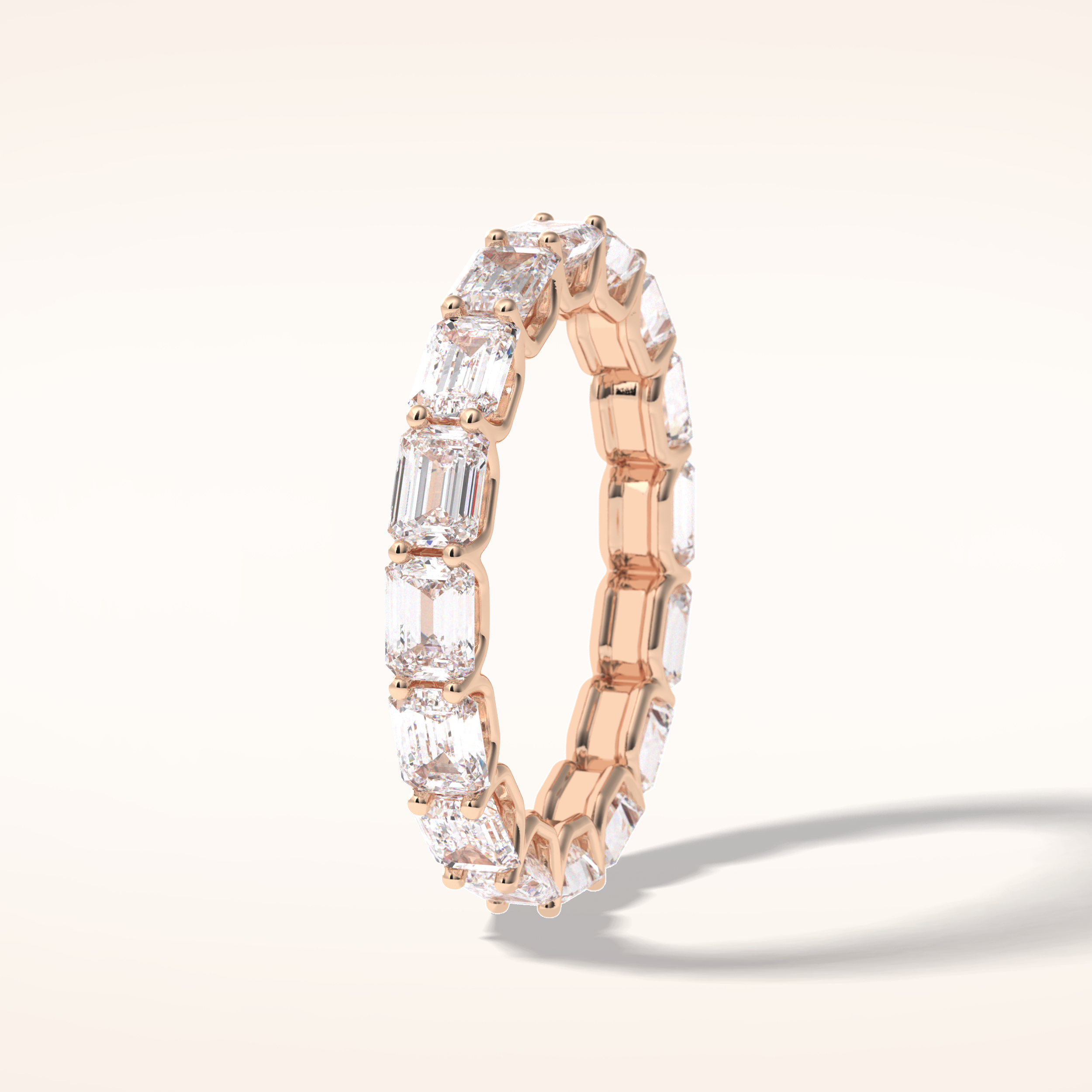 3.27 Emerald Shaped Moissanite Full Eternity Wedding Band
