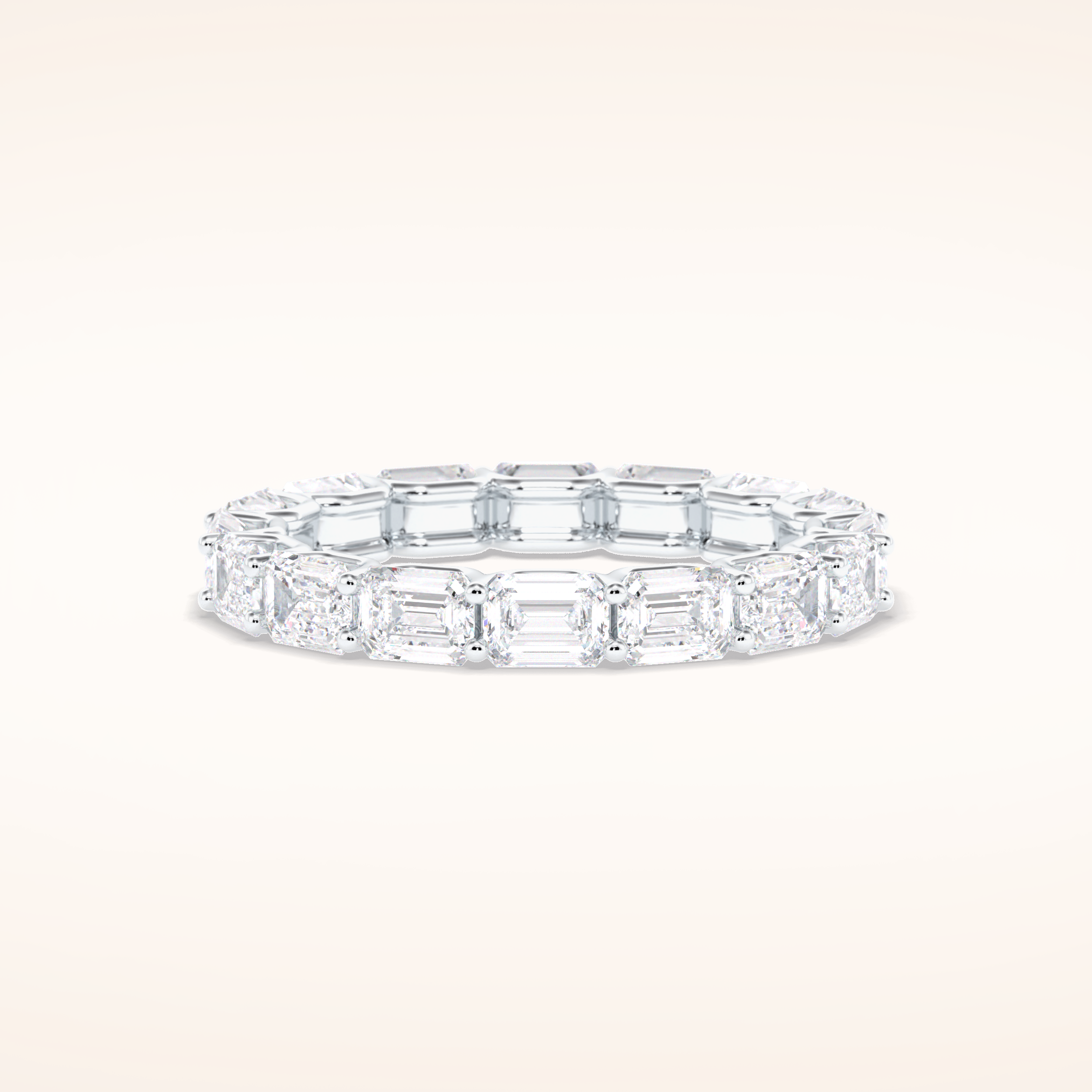 3.27 Emerald Shaped Moissanite Full Eternity Wedding Band