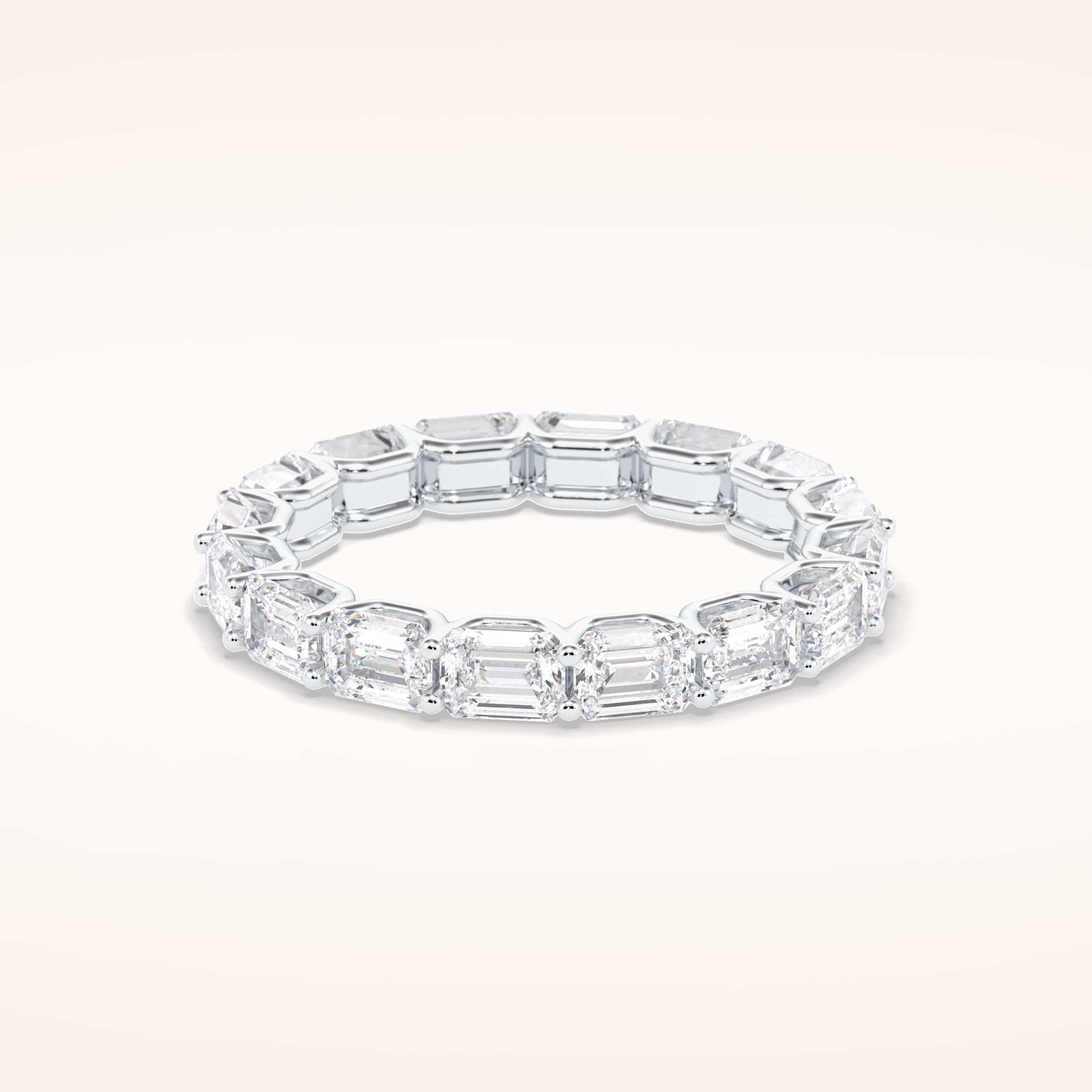 3.27 Emerald Shaped Moissanite Full Eternity Wedding Band