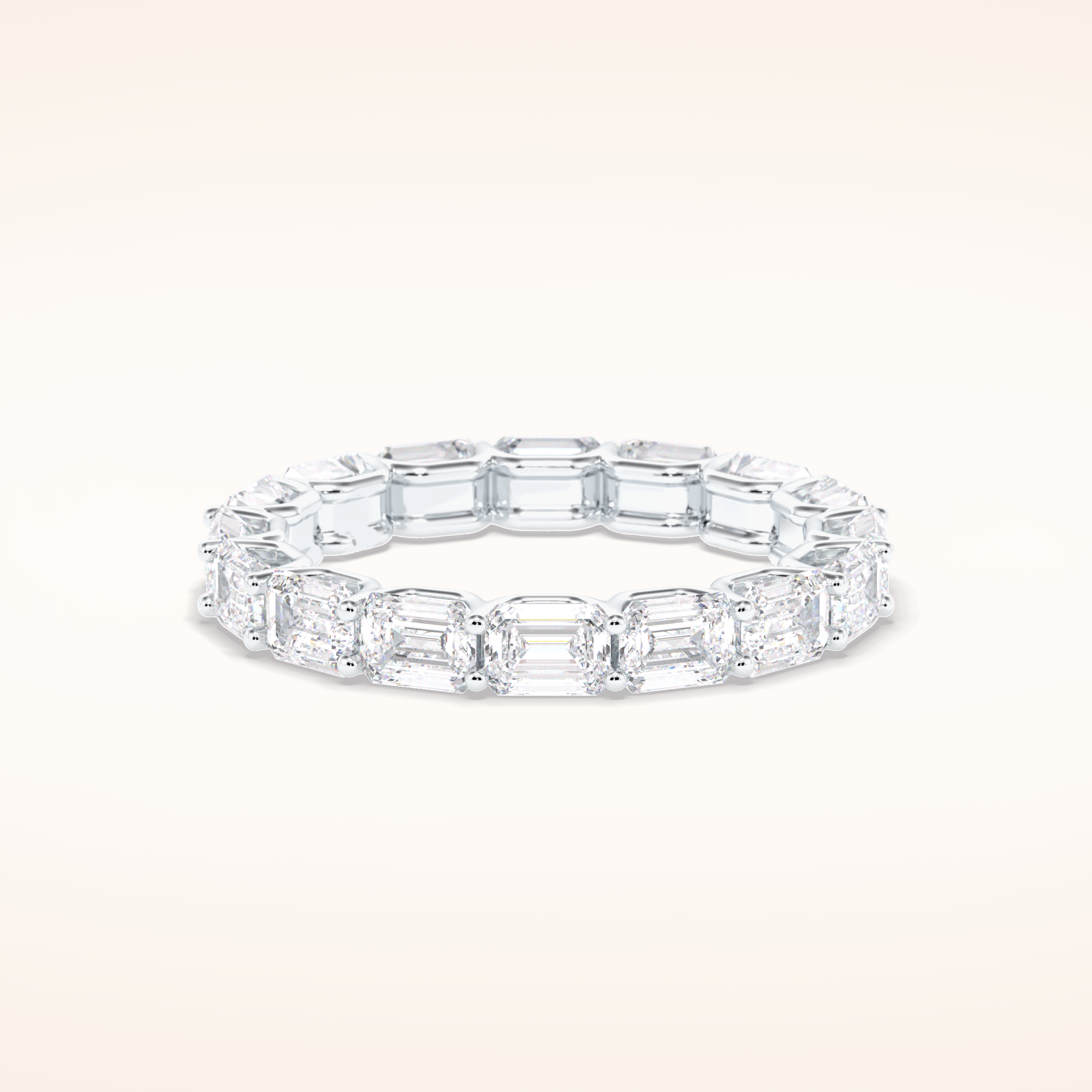 3.27 Emerald Shaped Moissanite Full Eternity Wedding Band