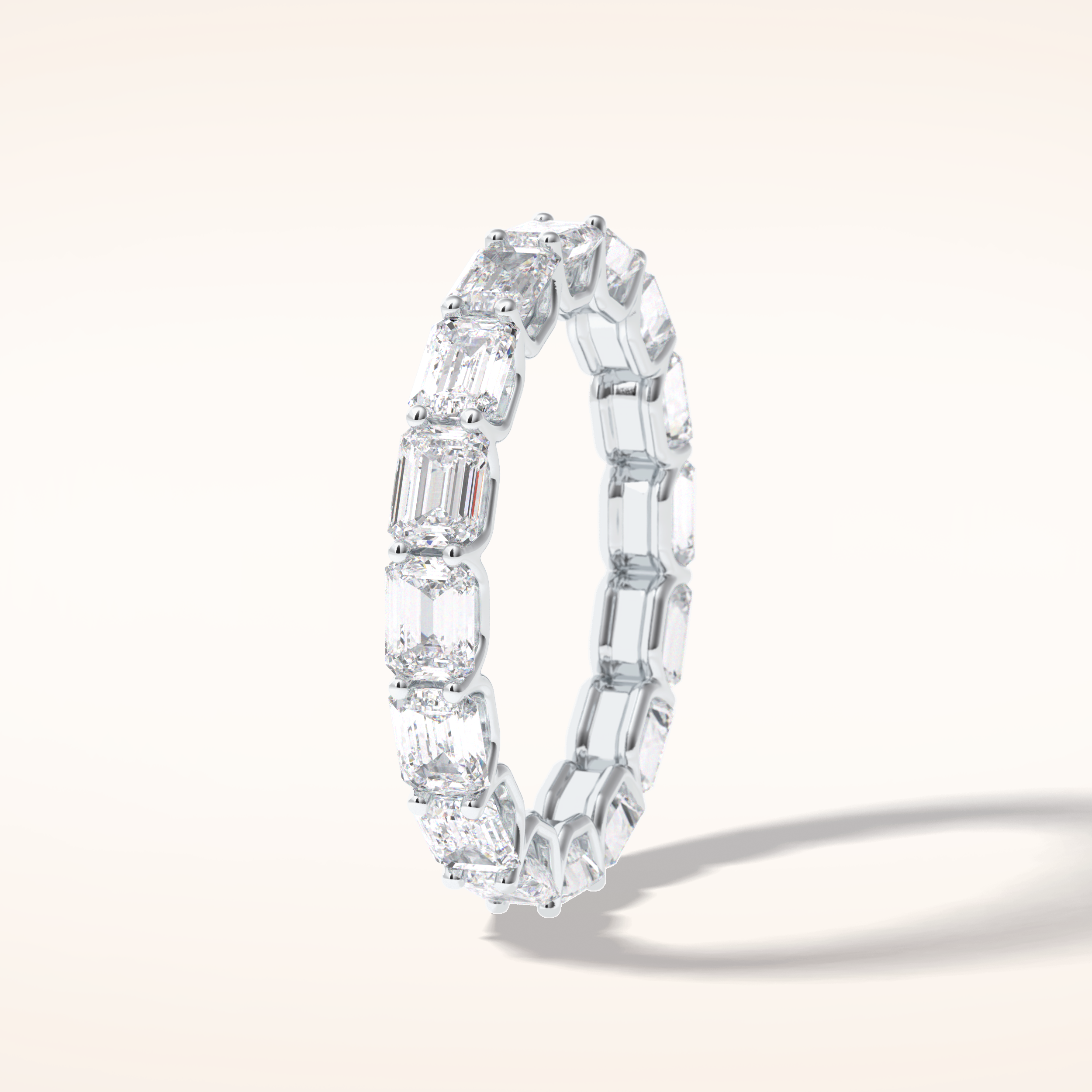 3.27 Emerald Shaped Moissanite Full Eternity Wedding Band