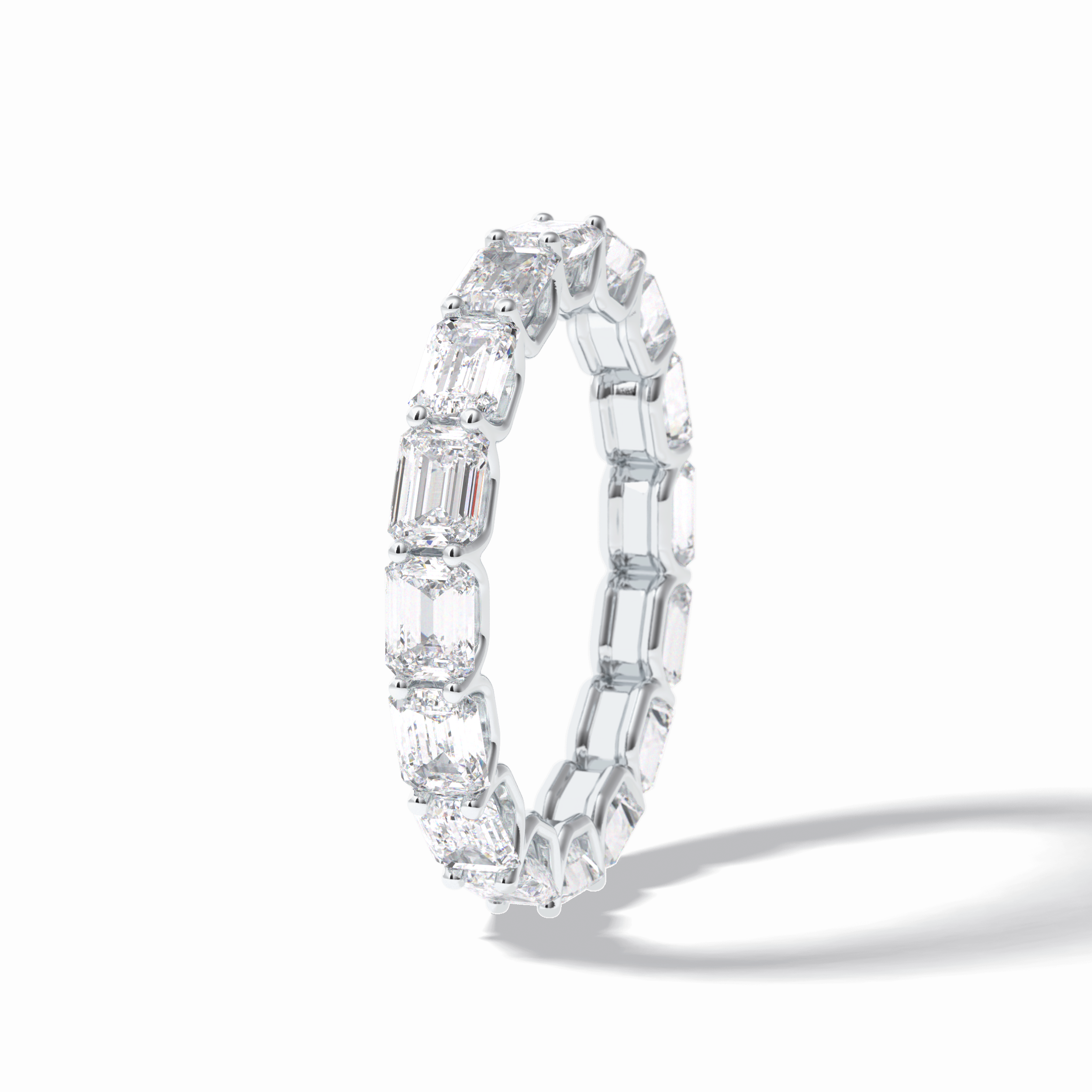 3.27 TCW Emerald Shape Full Eternity Wedding Band 5