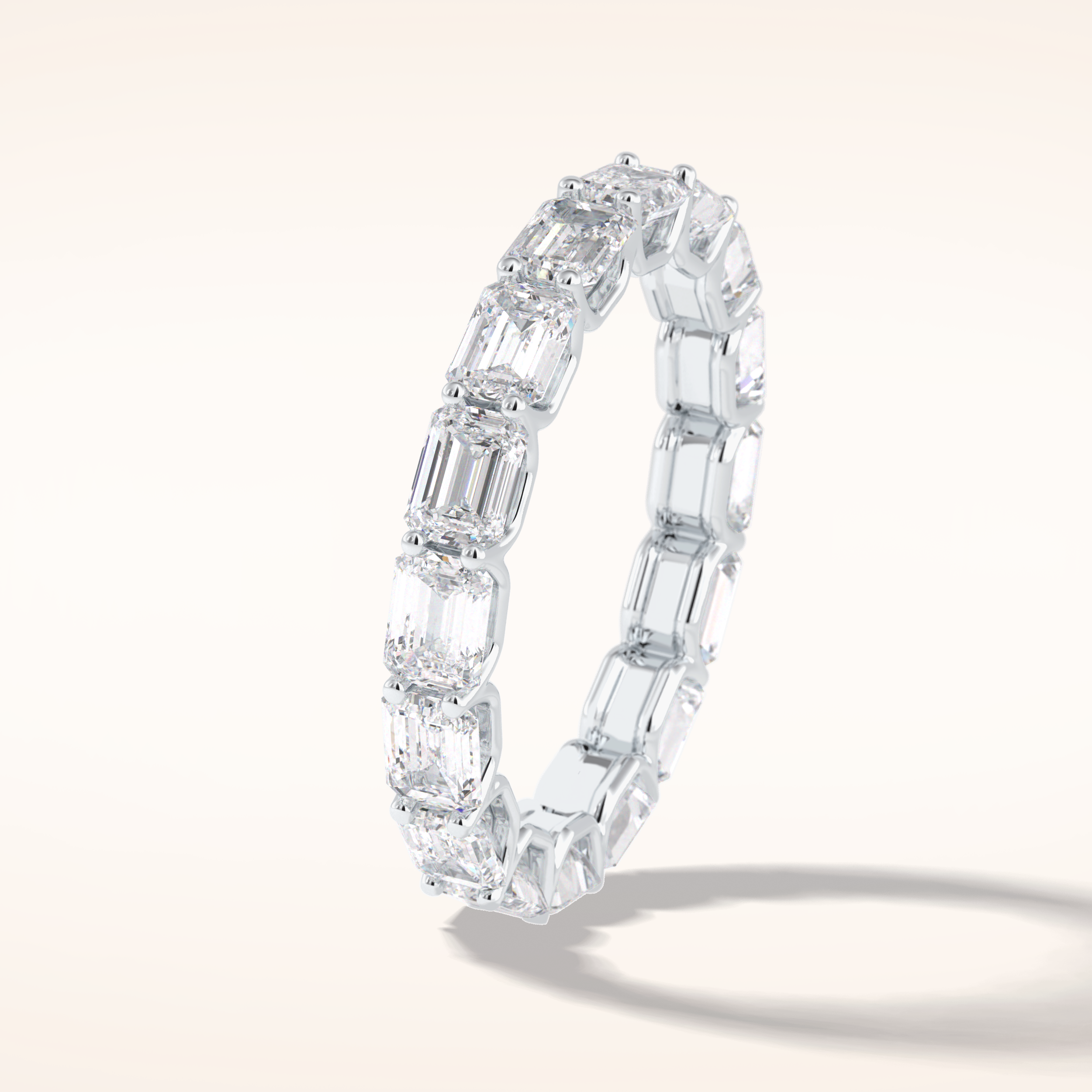 3.27 Emerald Shaped Moissanite Full Eternity Wedding Band