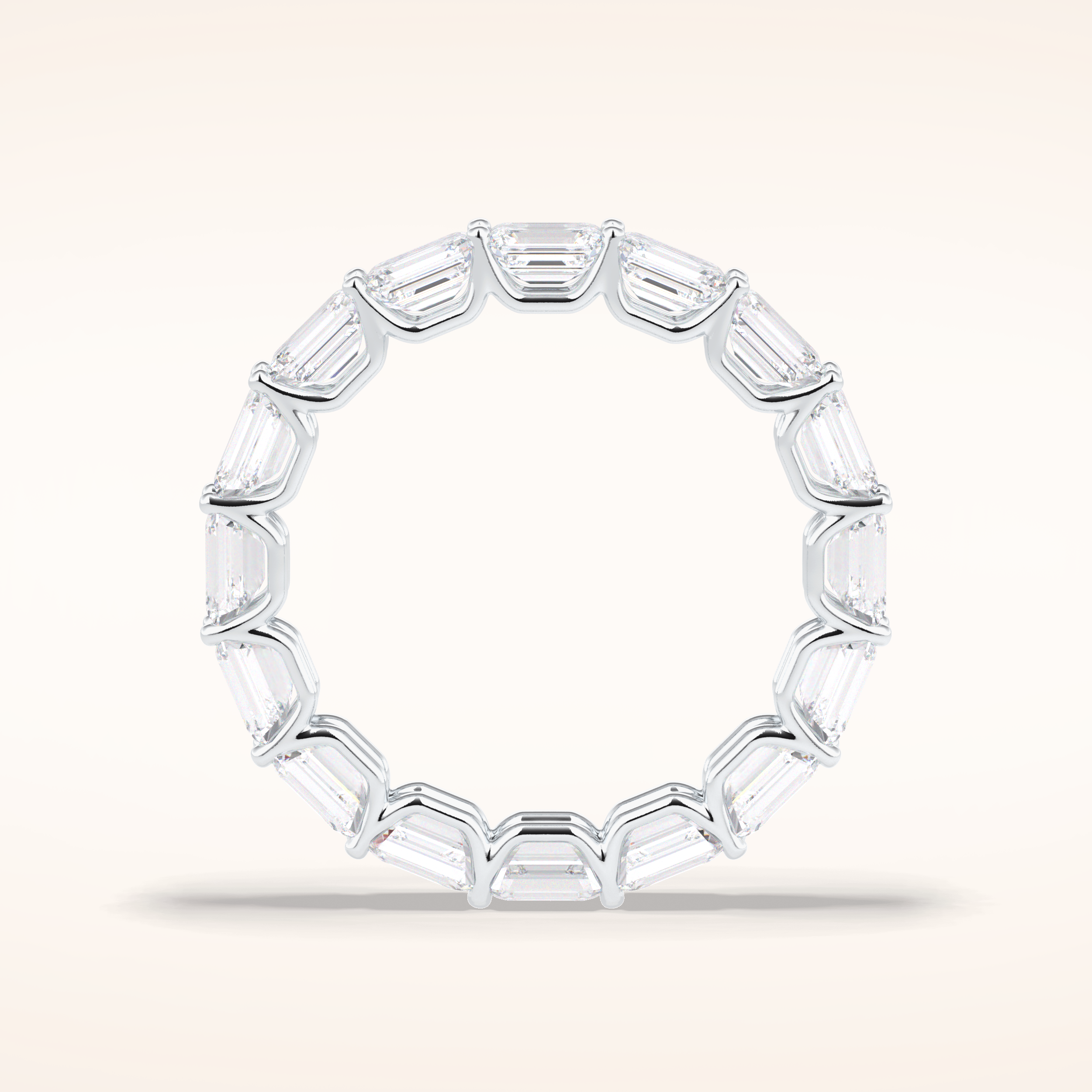 3.27 Emerald Shaped Moissanite Full Eternity Wedding Band