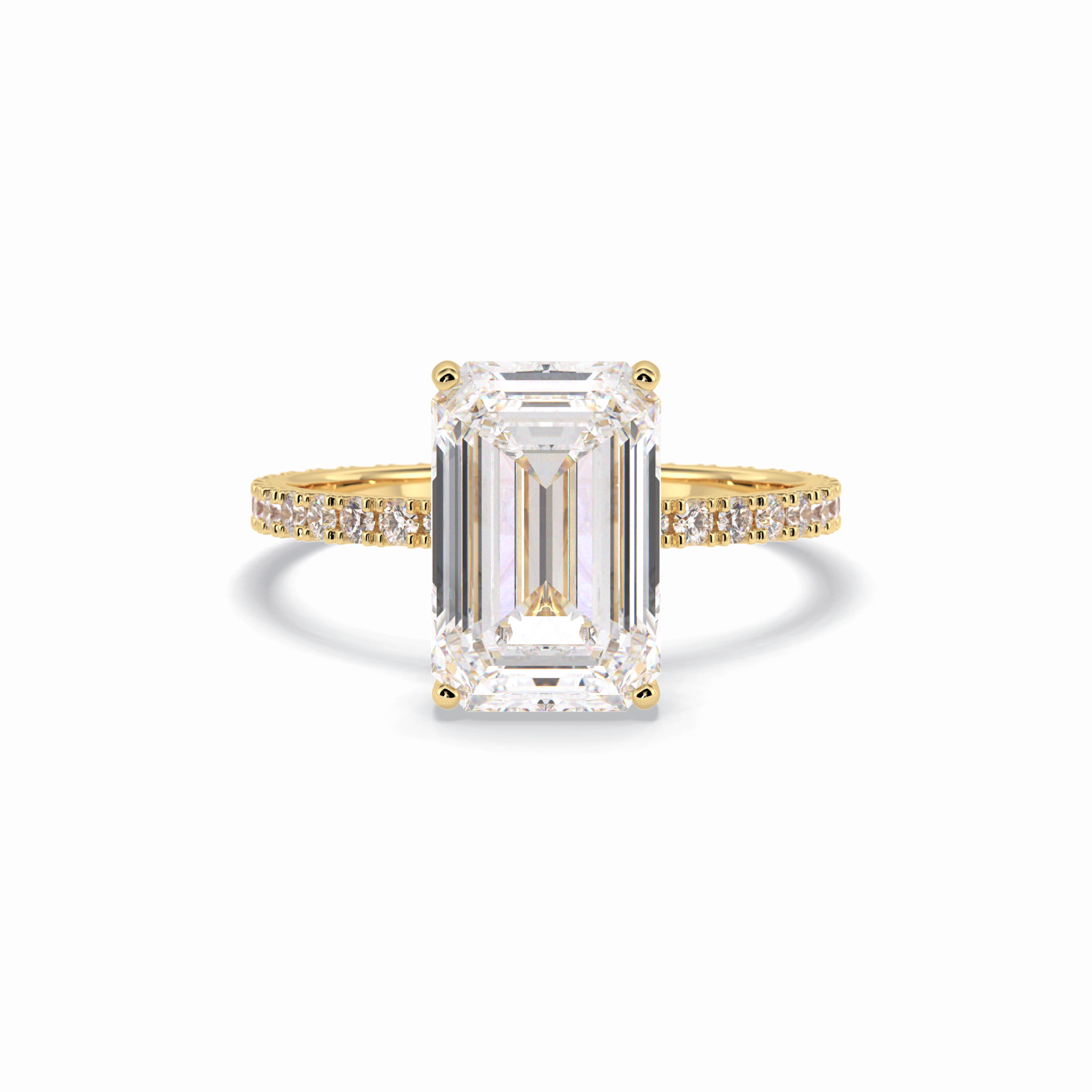 Emerald Hidden Halo & Pave Lab Grown Diamond Engagement Ring