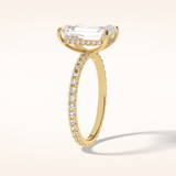 3.06 CT Emerald Shaped Pave Moissanite Engagement Ring