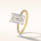 3.06 CT Emerald Shaped Pave Moissanite Engagement Ring