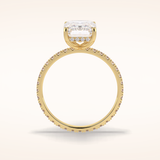 3.06 CT Emerald Shaped Pave Moissanite Engagement Ring