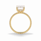 Emerald Hidden Halo & Pave Lab Grown Diamond Engagement Ring