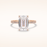 3.06 CT Emerald Shaped Pave Moissanite Engagement Ring