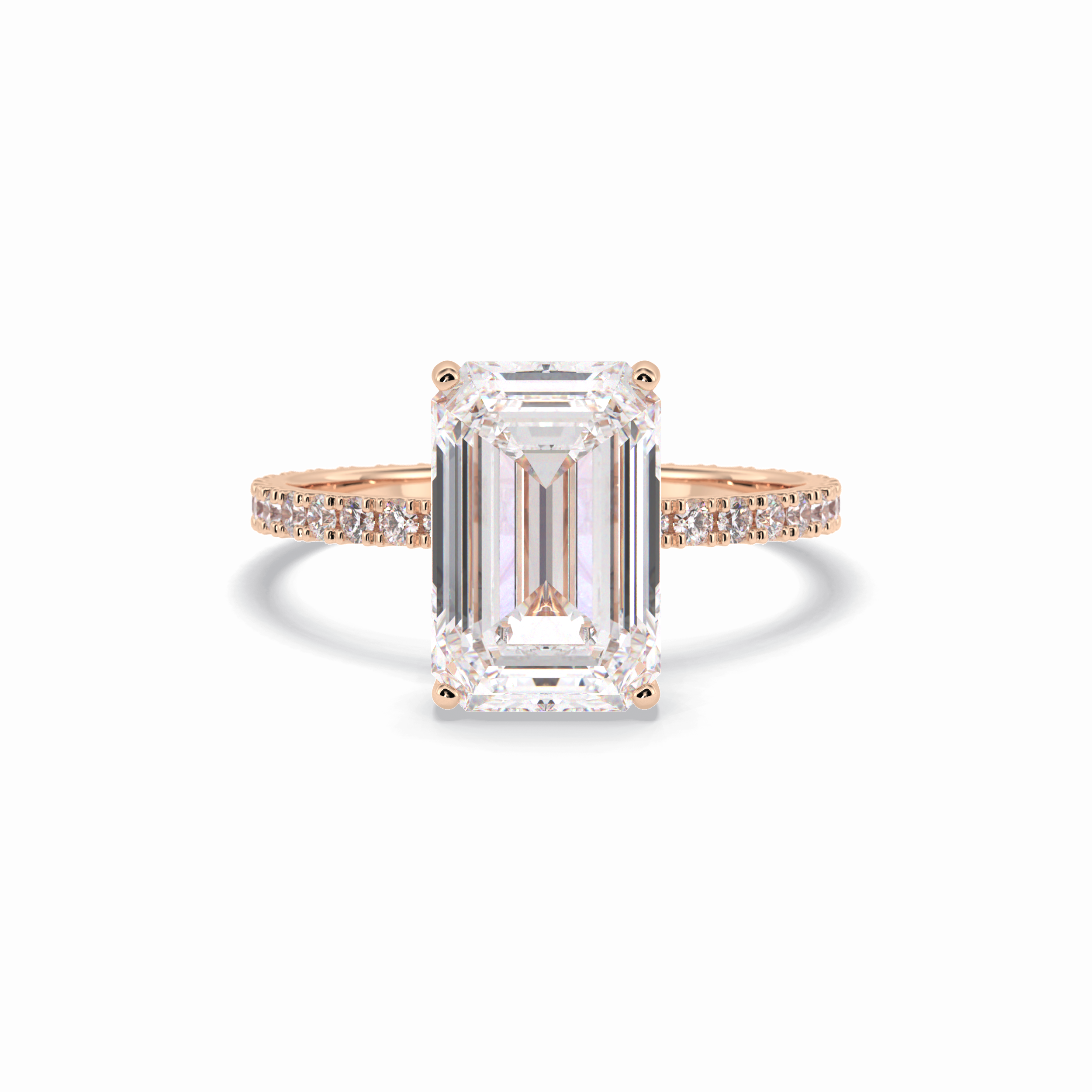 Emerald Hidden Halo & Pave Lab Grown Diamond Engagement Ring