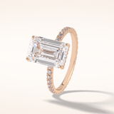 3.06 CT Emerald Shaped Pave Moissanite Engagement Ring
