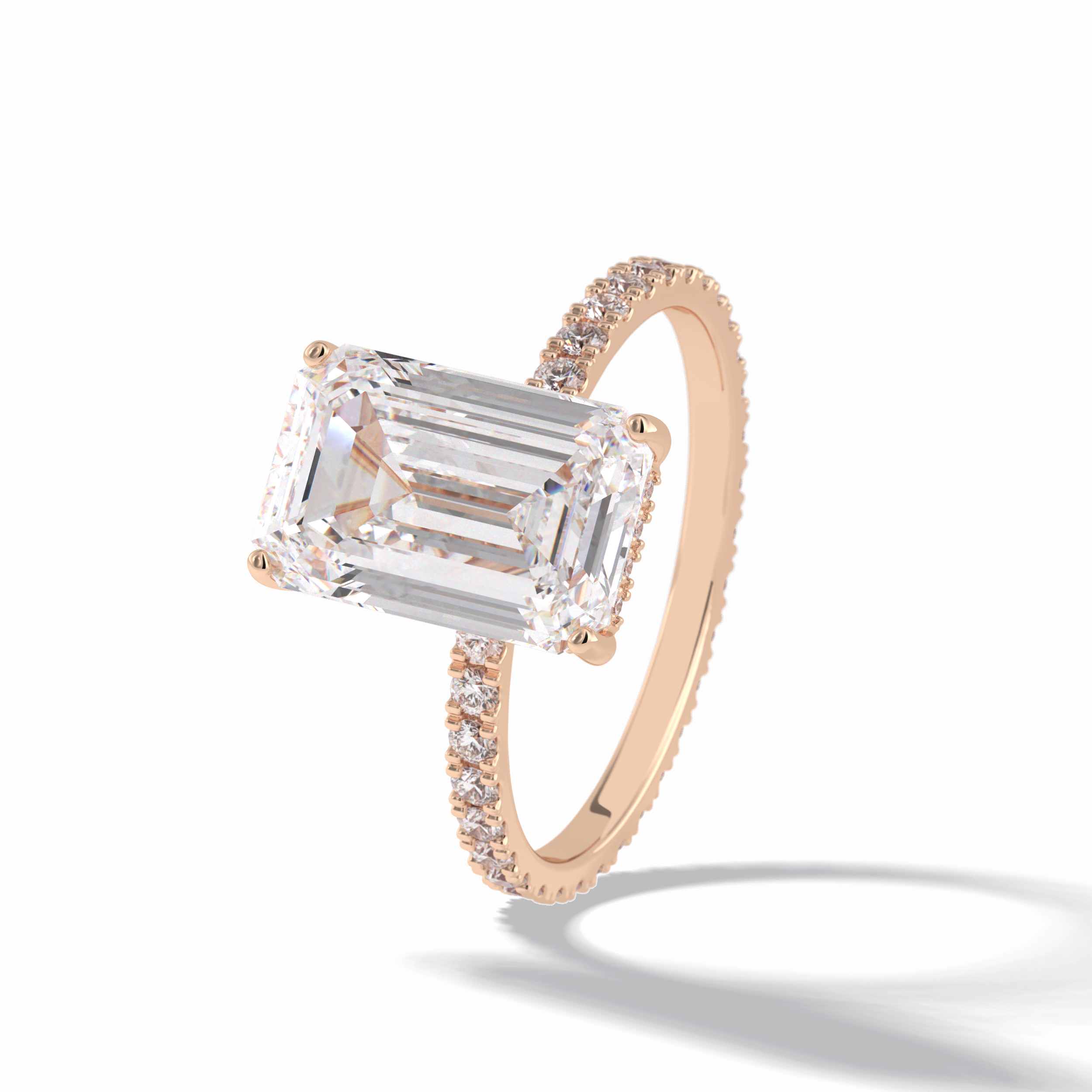 Emerald Hidden Halo & Pave Lab Grown Diamond Engagement Ring