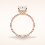 3.06 CT Emerald Shaped Pave Moissanite Engagement Ring