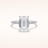3.06 CT Emerald Shaped Pave Moissanite Engagement Ring