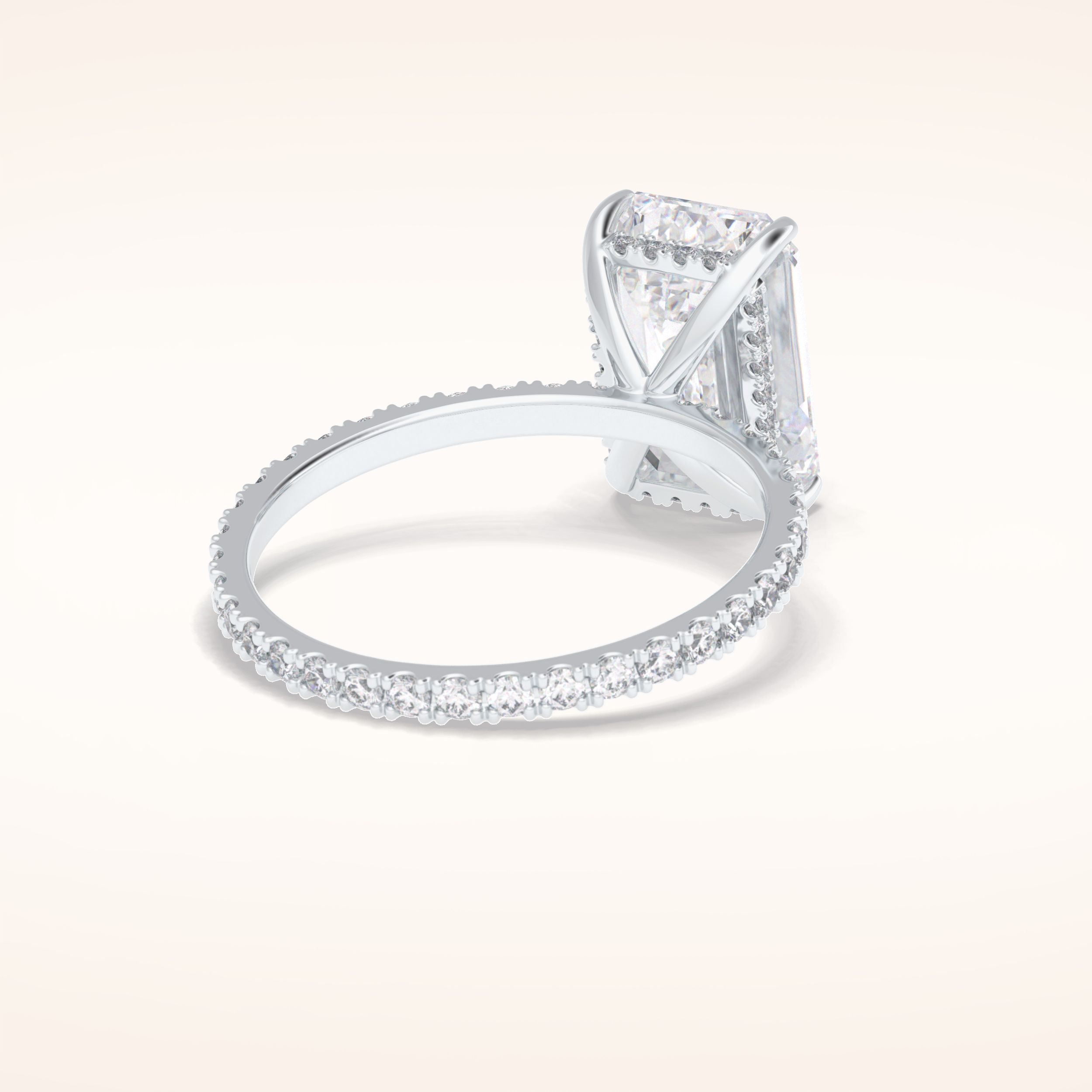 3.06 CT Emerald Shaped Pave Moissanite Engagement Ring