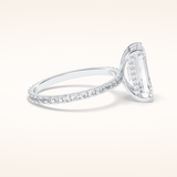 3.06 CT Emerald Shaped Pave Moissanite Engagement Ring