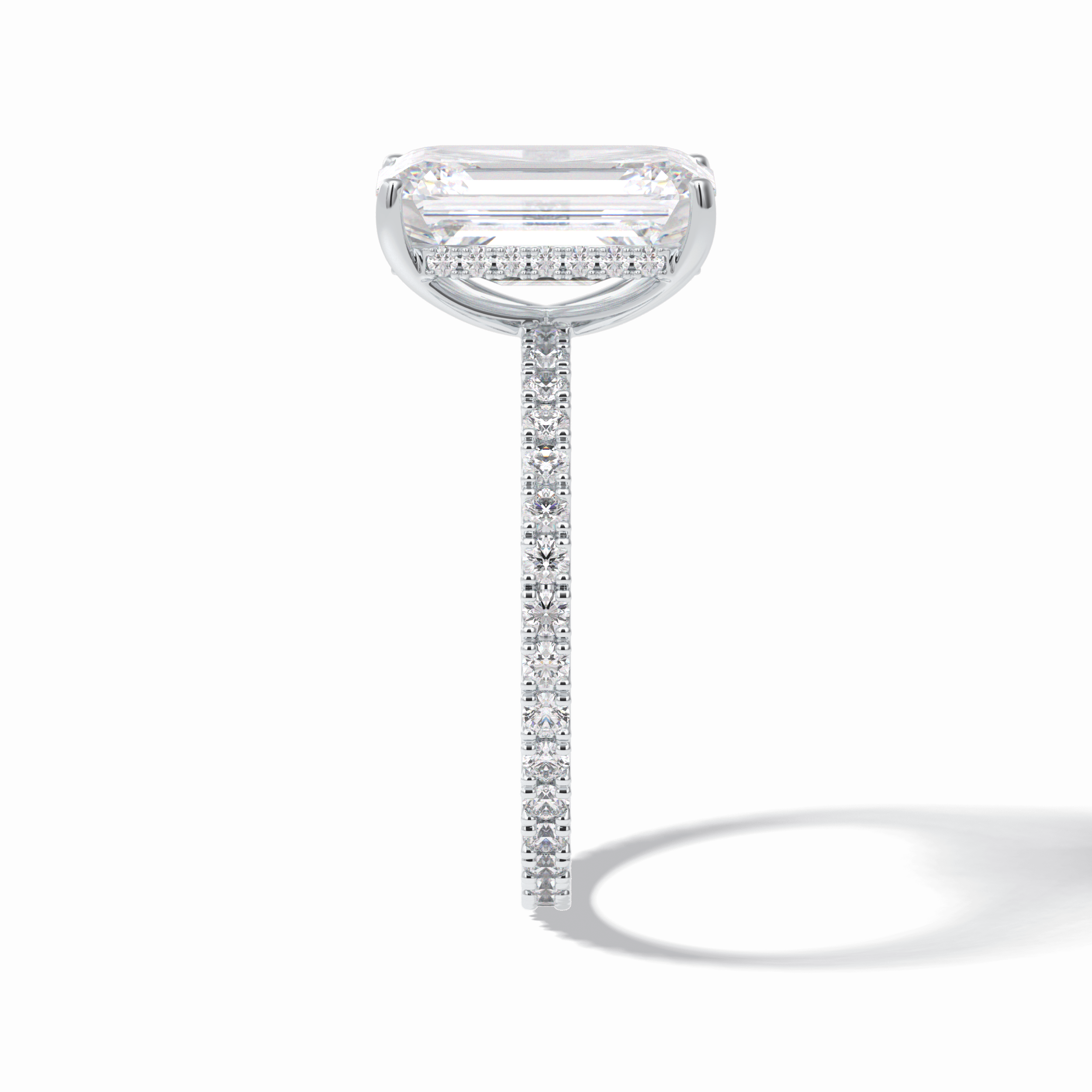 Emerald Hidden Halo & Pave Lab Grown Diamond Engagement Ring