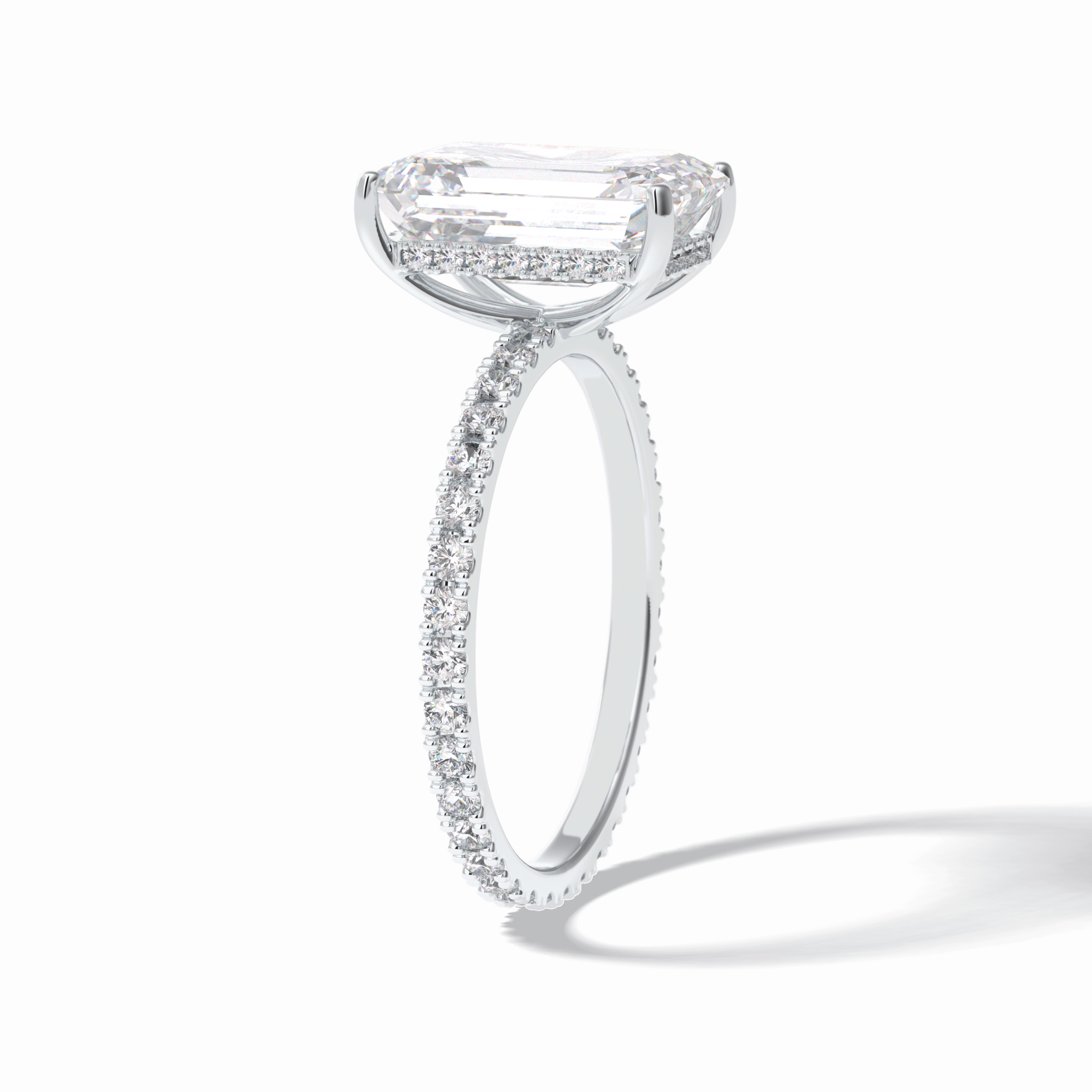 Emerald Hidden Halo & Pave Lab Grown Diamond Engagement Ring