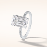 3.06 CT Emerald Shaped Pave Moissanite Engagement Ring