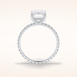 3.06 CT Emerald Shaped Pave Moissanite Engagement Ring
